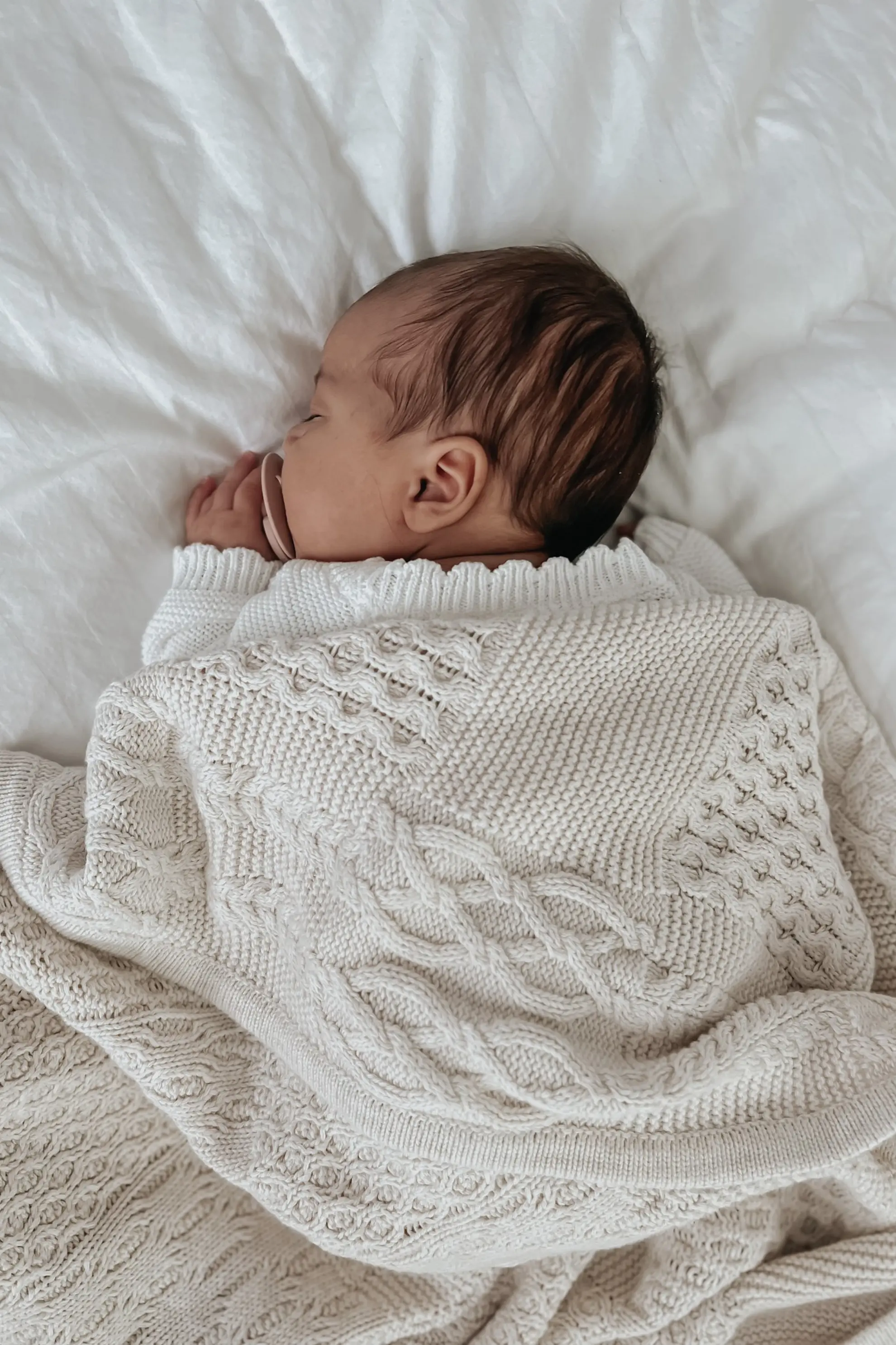 Organic Cotton Cable Knit Baby Blanket - Oat - Image 4