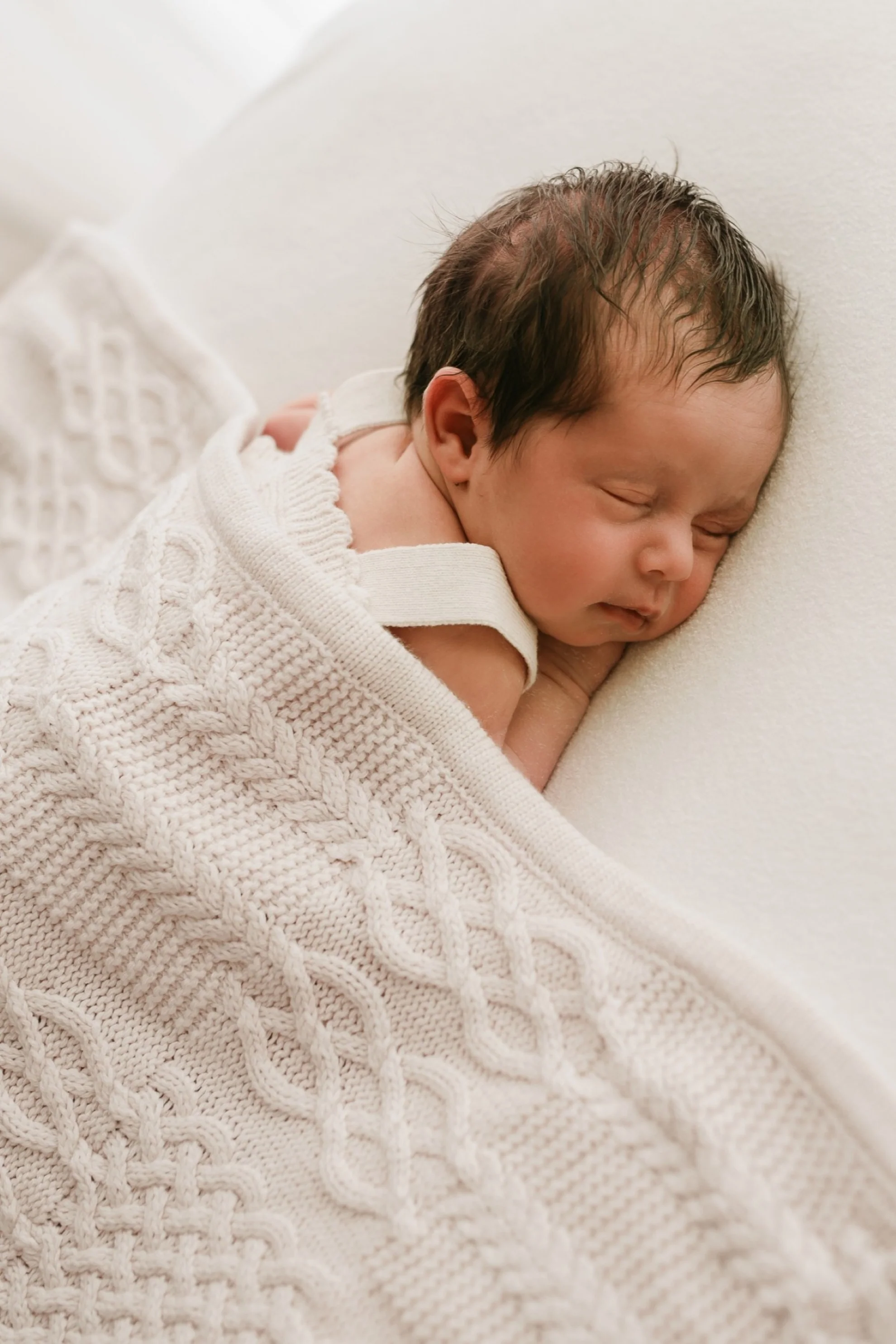 Organic Cotton Cable Knit Baby Blanket - Oat - Image 5
