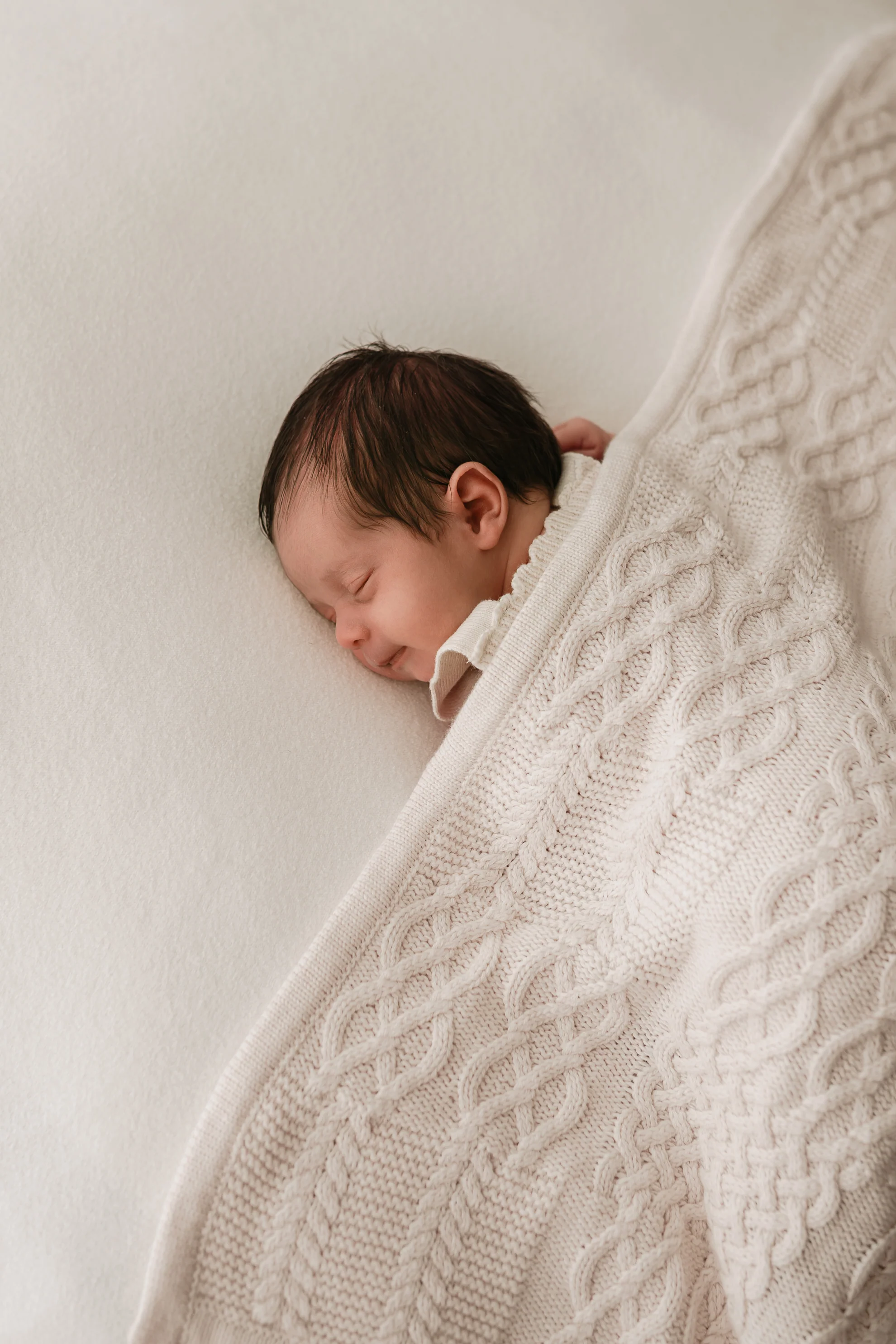 Organic Cotton Cable Knit Baby Blanket - Oat - Image 6