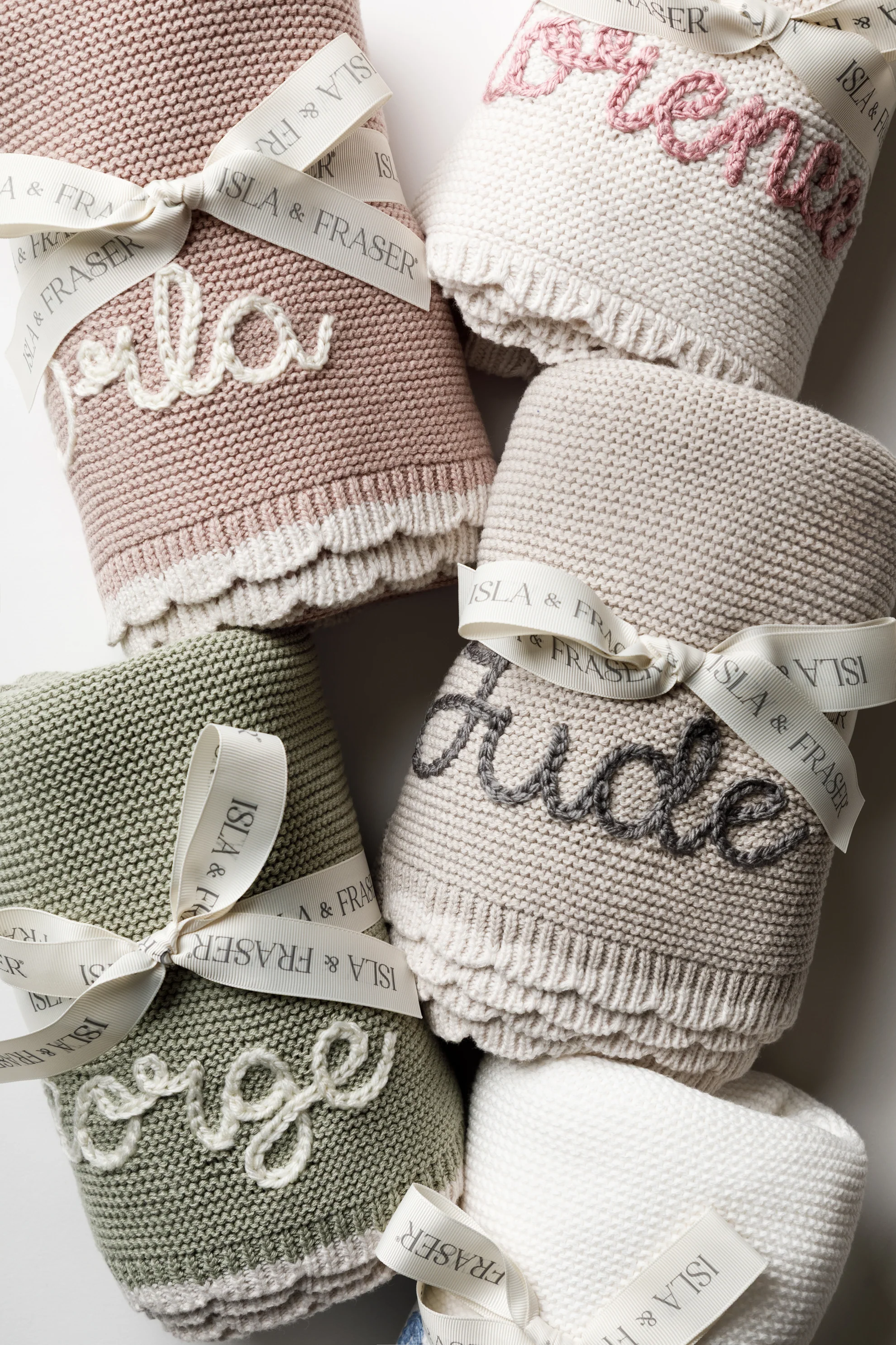 Organic Cotton Scallop Knit Baby Blanket - Personalised