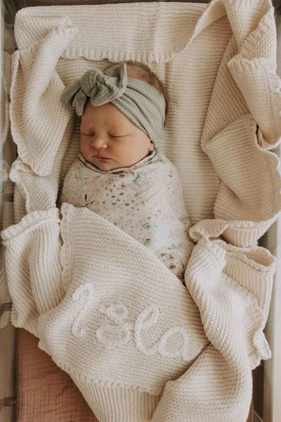 Organic Cotton Scallop Knit Baby Blanket - Personalised - Image 11