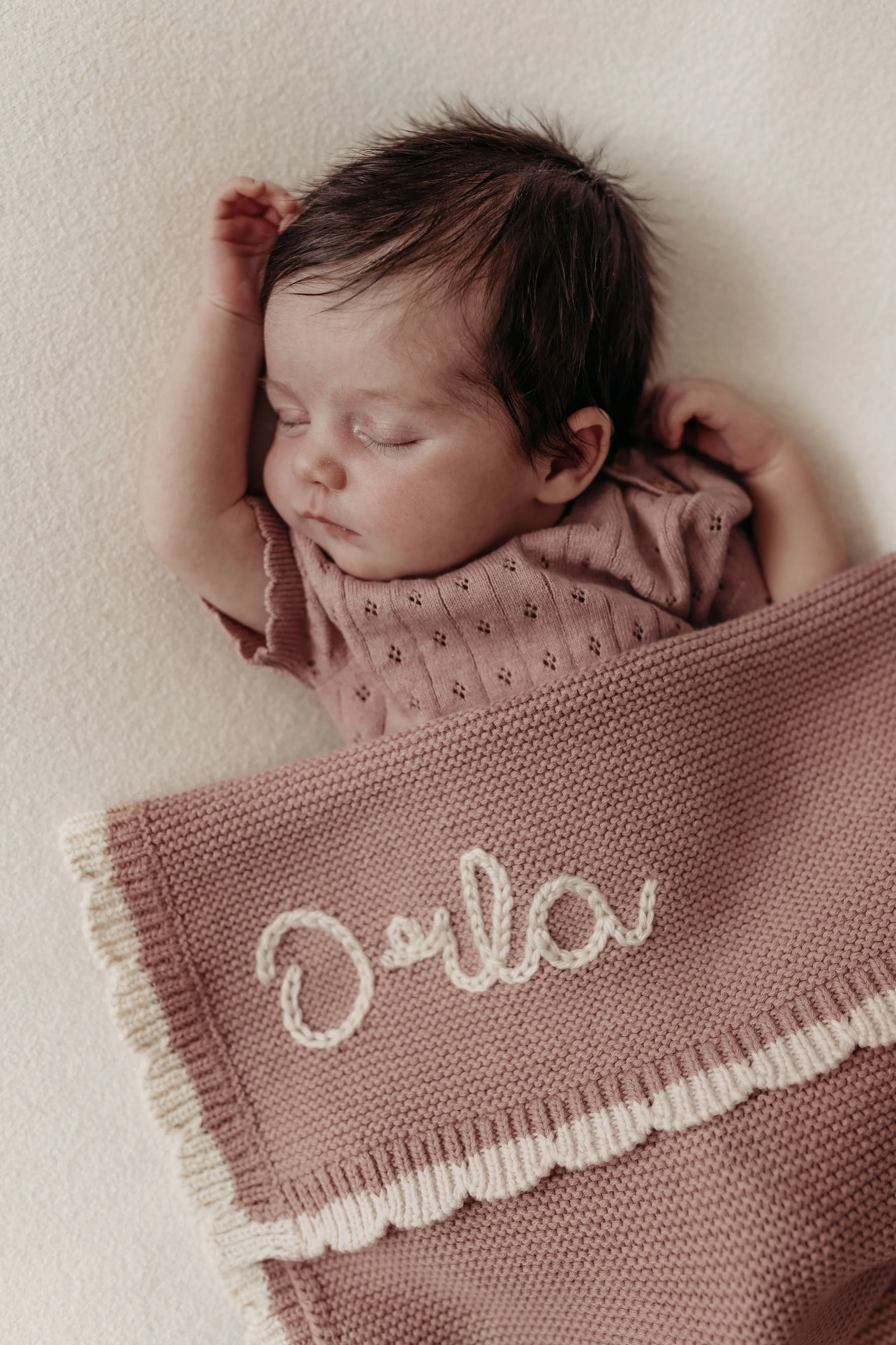 Organic Cotton Scallop Knit Baby Blanket - Personalised - Image 2