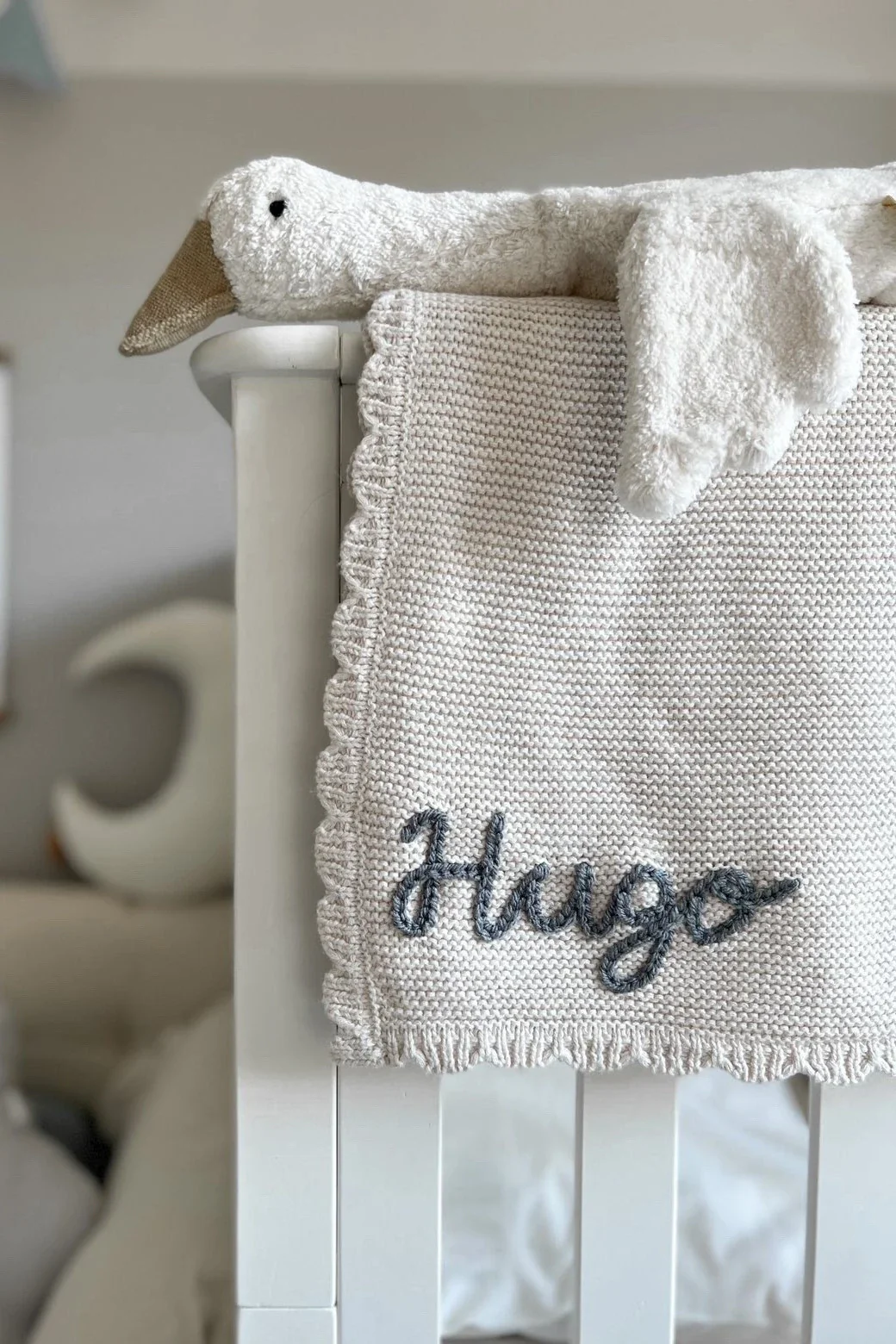 Organic Cotton Scallop Knit Baby Blanket - Personalised - Image 4