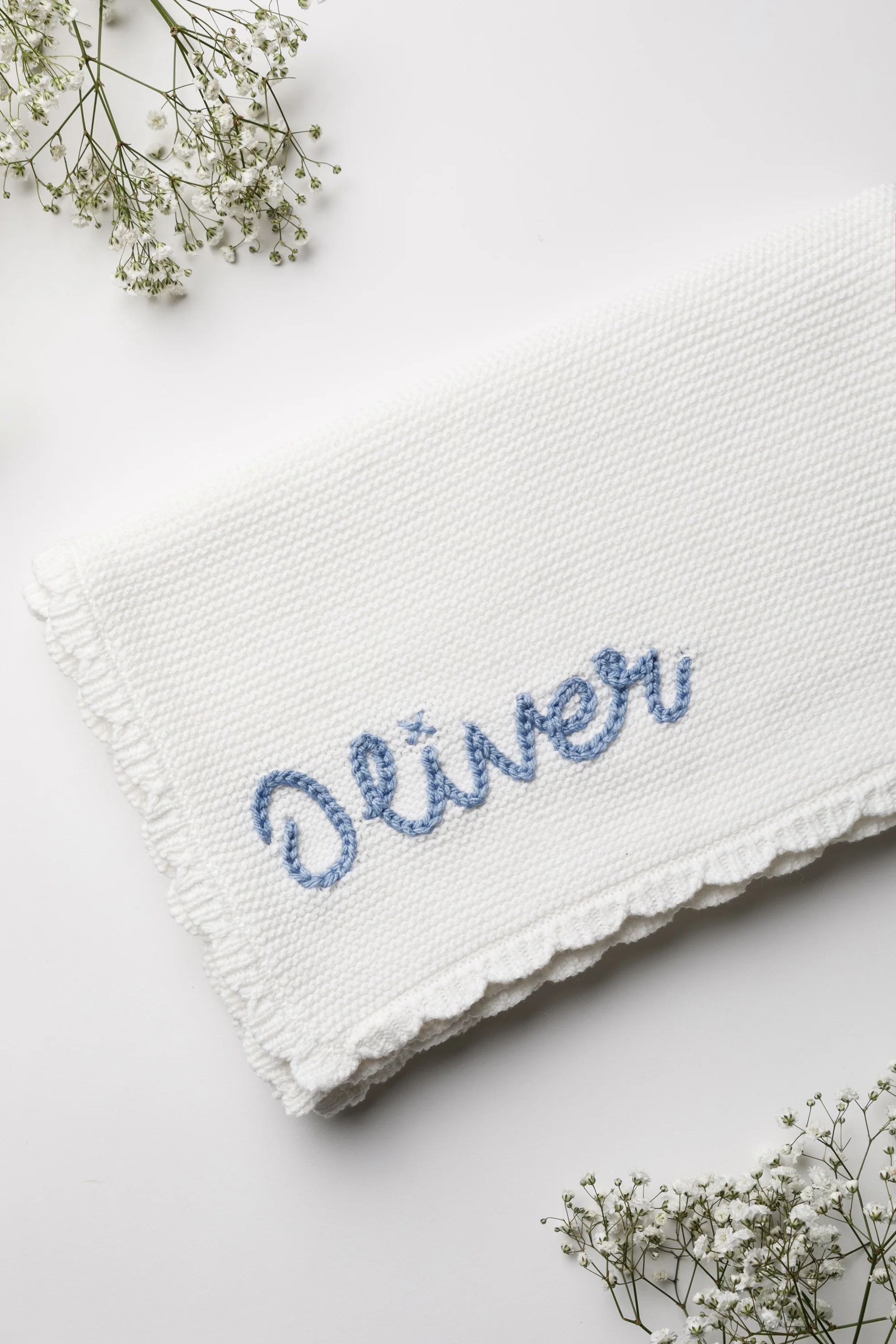 Organic Cotton Scallop Knit Baby Blanket - Personalised - Image 7