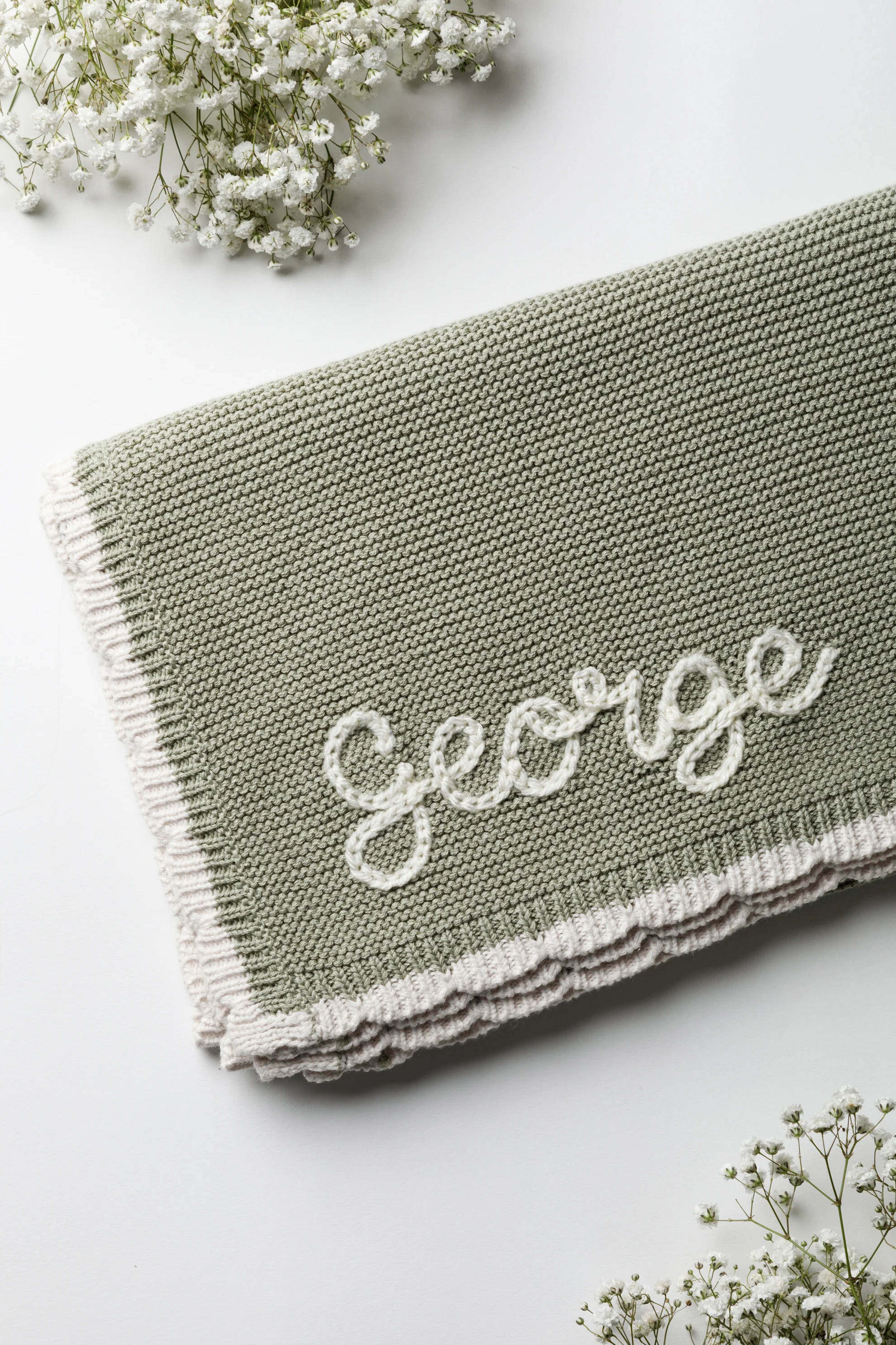 Organic Cotton Scallop Knit Baby Blanket - Personalised - Image 8