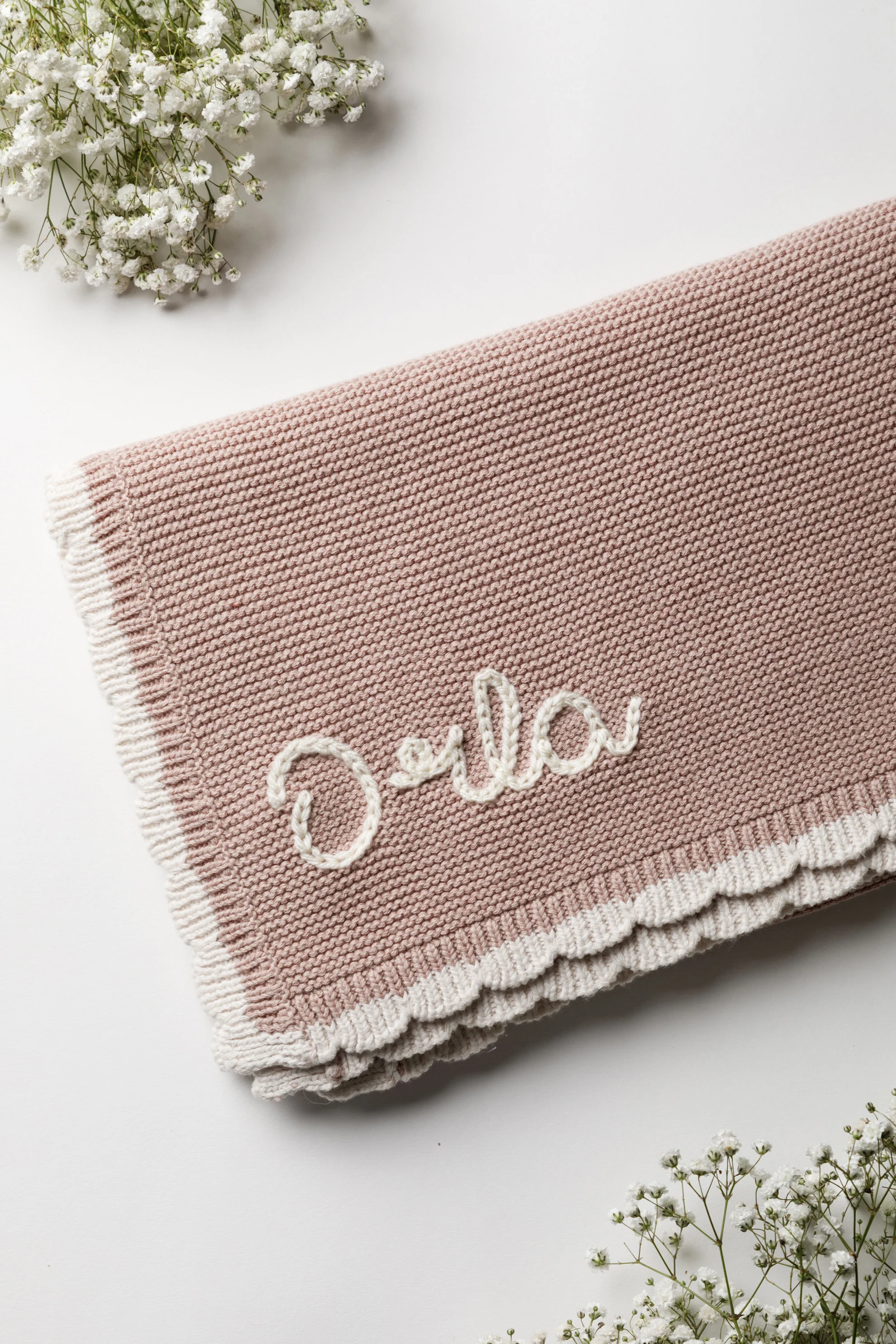 Organic Cotton Scallop Knit Baby Blanket - Personalised - Image 9