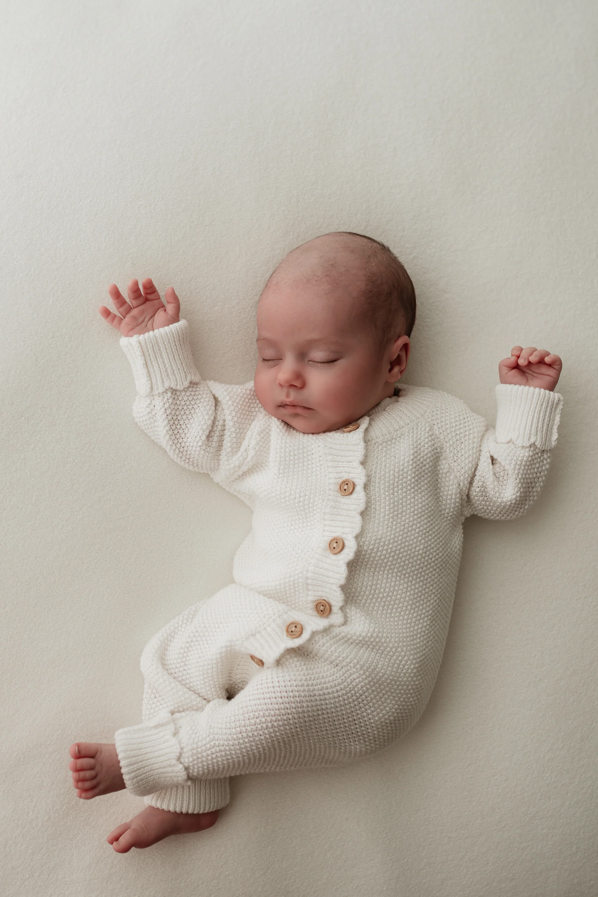 Organic Cotton Moss Stitch Baby Romper - Milk - Image 4