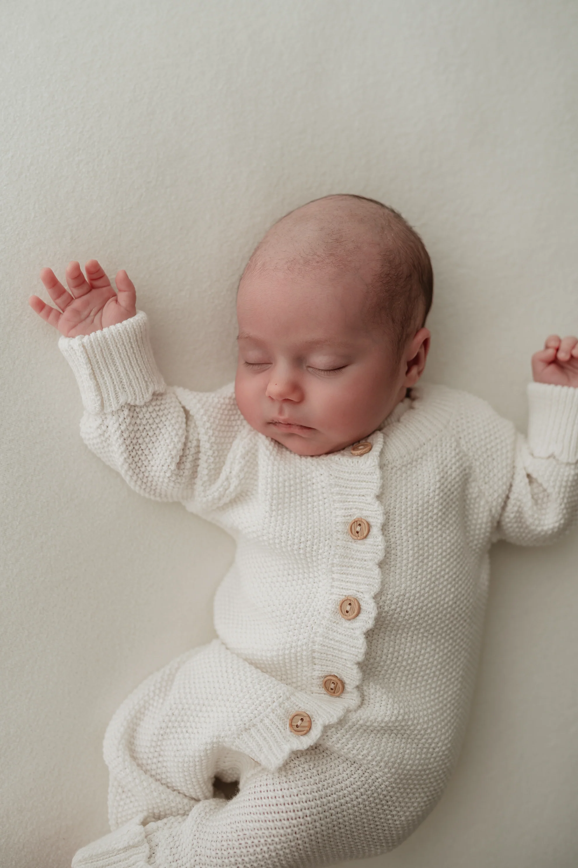 Organic Cotton Moss Stitch Baby Romper - Milk - Image 5