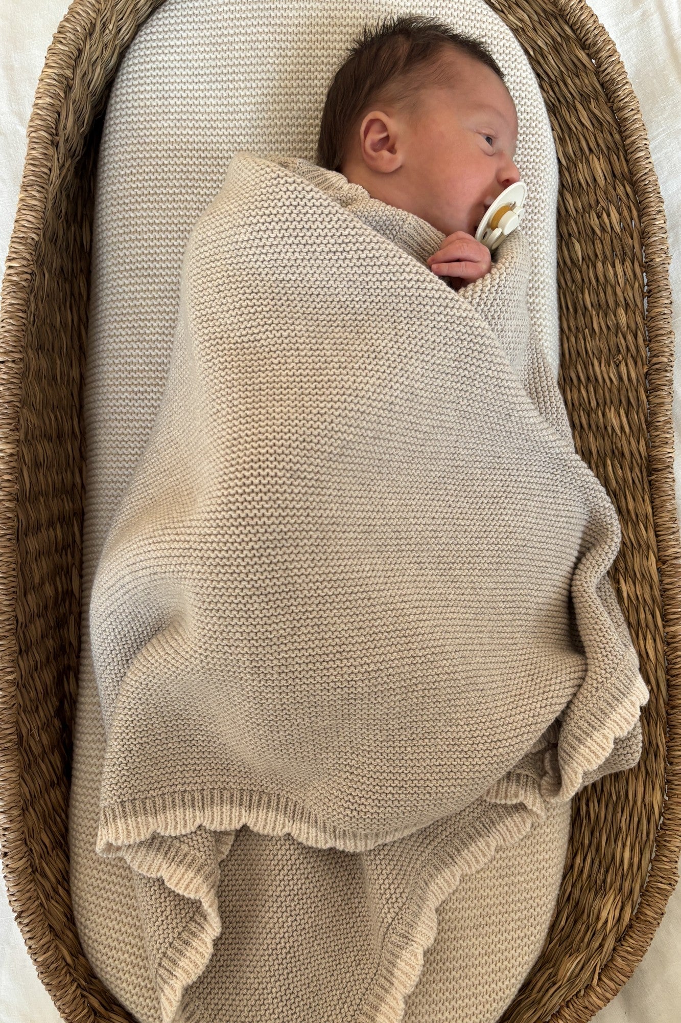 Organic Cotton Baby Blanket & Stork Bundle - Pebble - Image 7