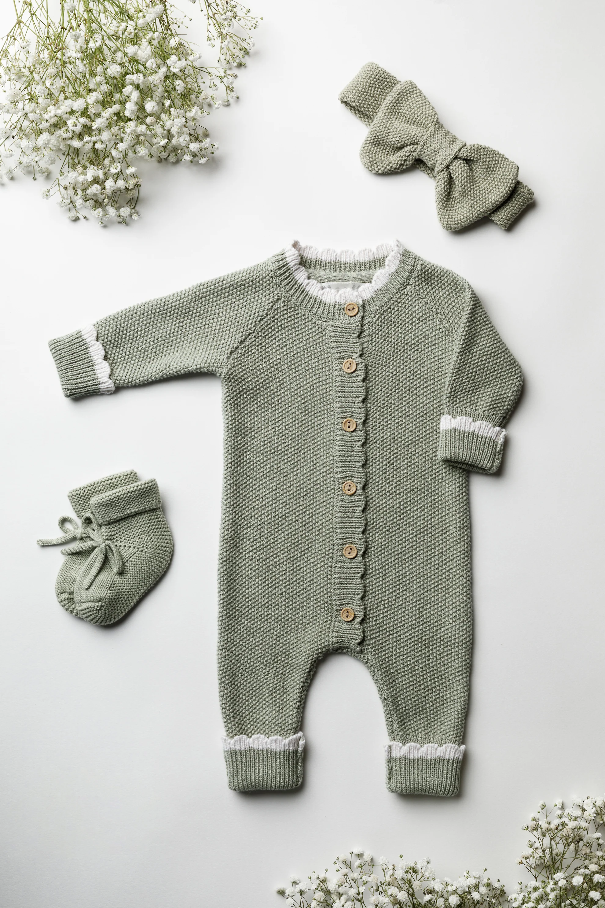 Organic Cotton Baby Girl Welcome Bundle - Sage