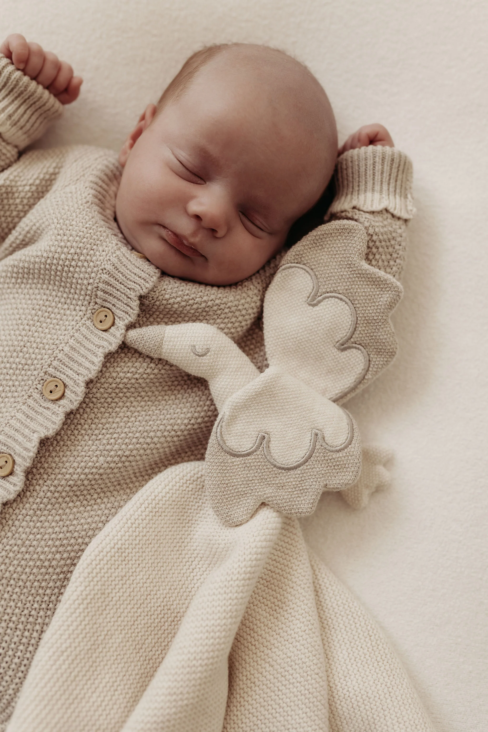 Organic Cotton Baby Stork Comforter - Oat/Pebble - Image 4