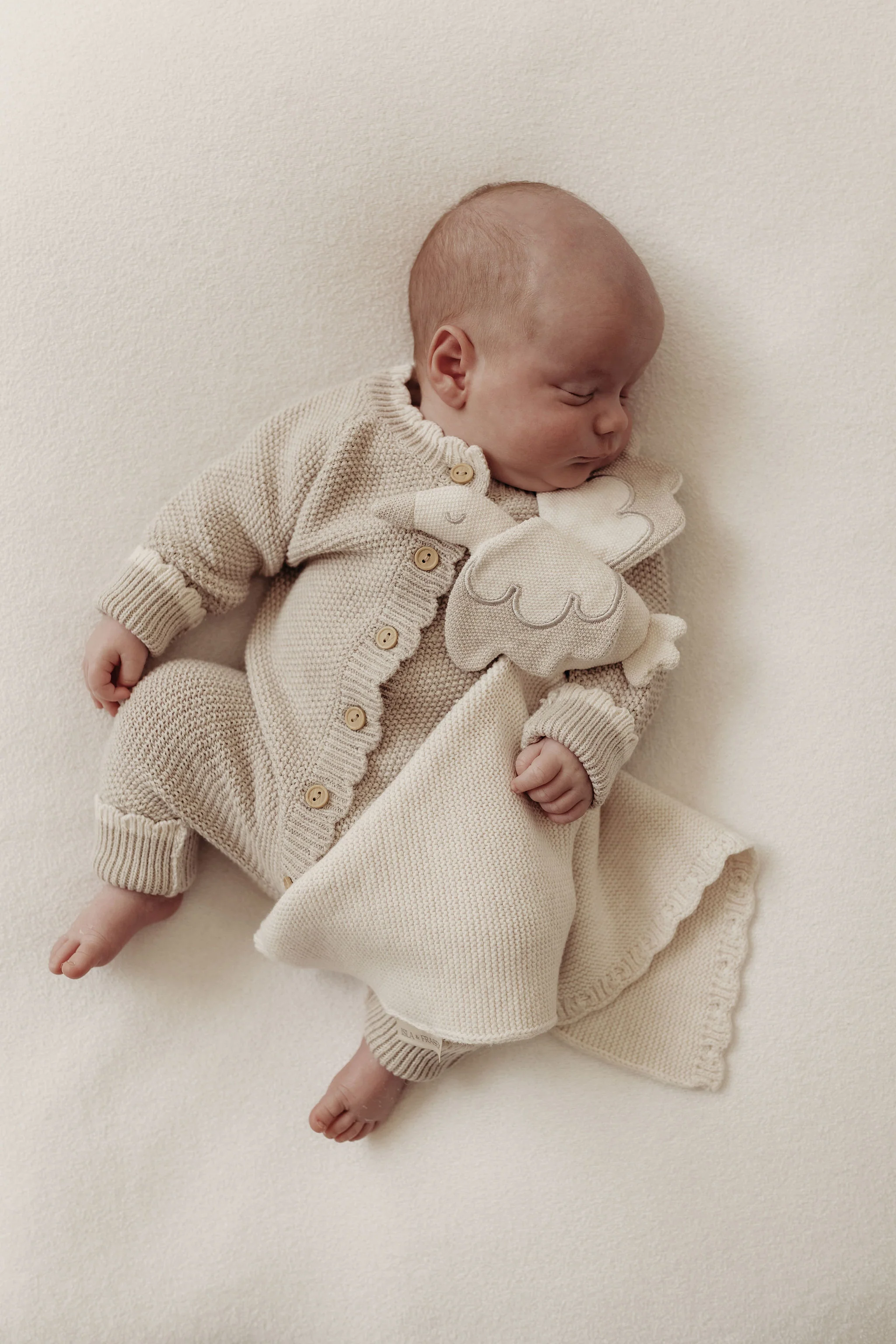 Organic Cotton Baby Stork Comforter - Oat/Pebble - Image 5