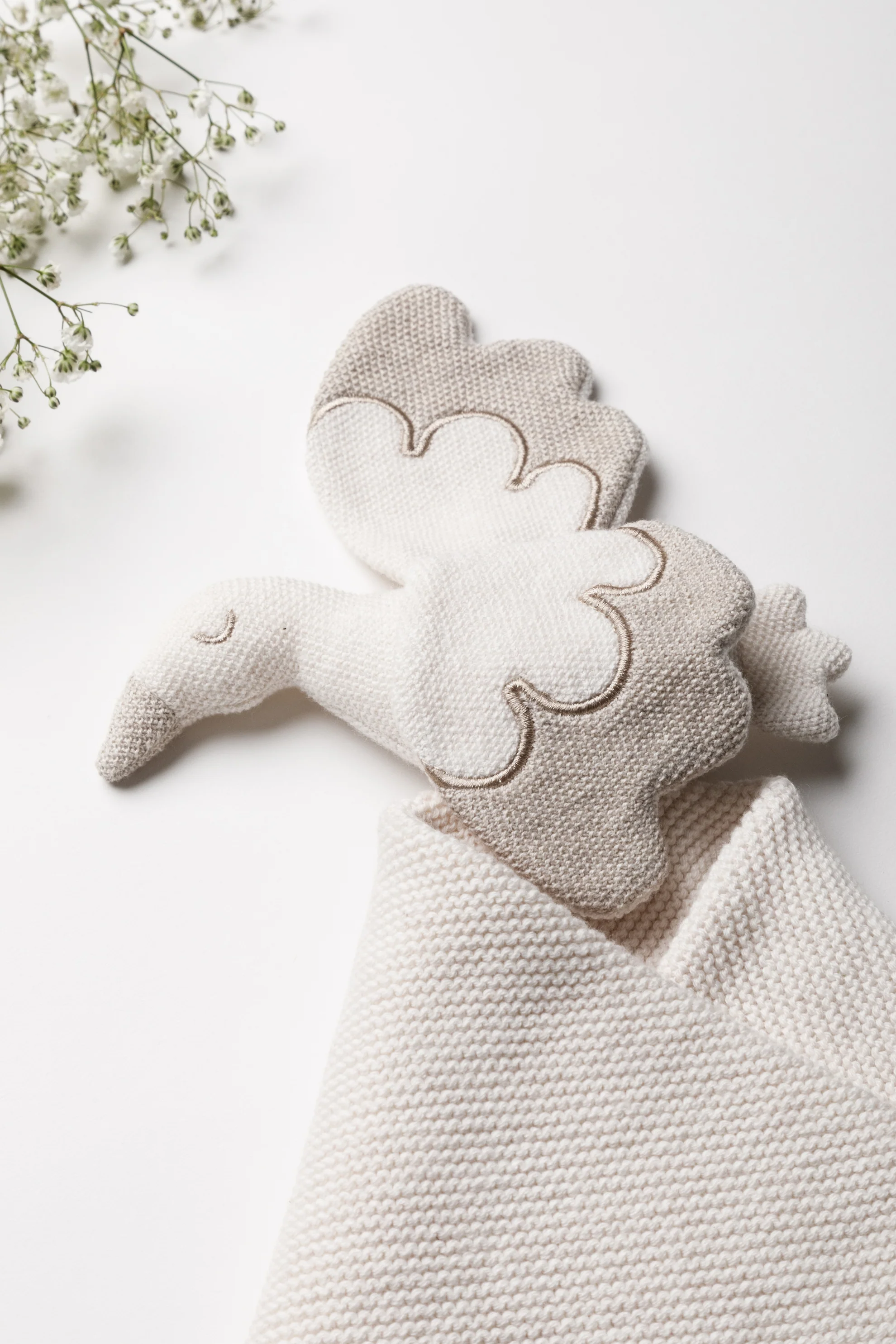 Organic Cotton Baby Stork Comforter - Oat/Pebble - Image 6