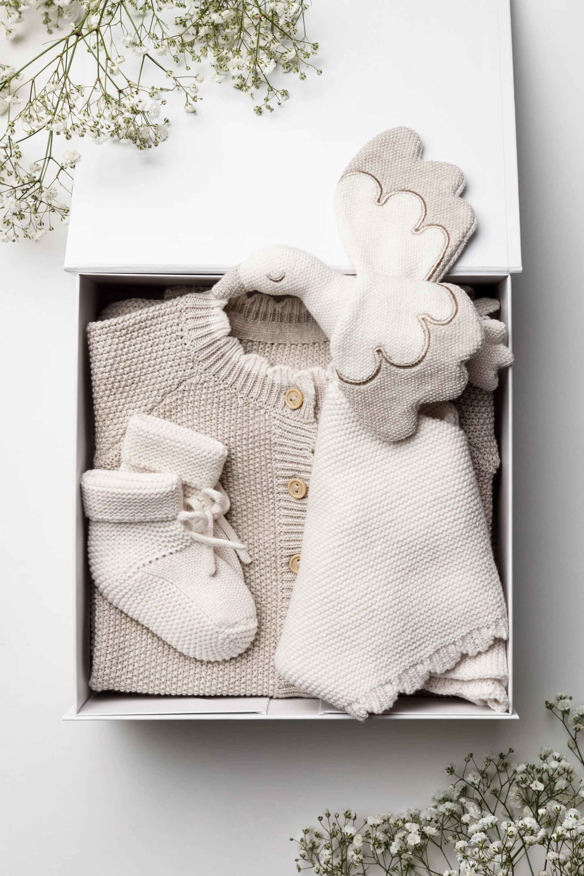 Organic Cotton Baby Stork Comforter - Oat/Pebble - Image 8