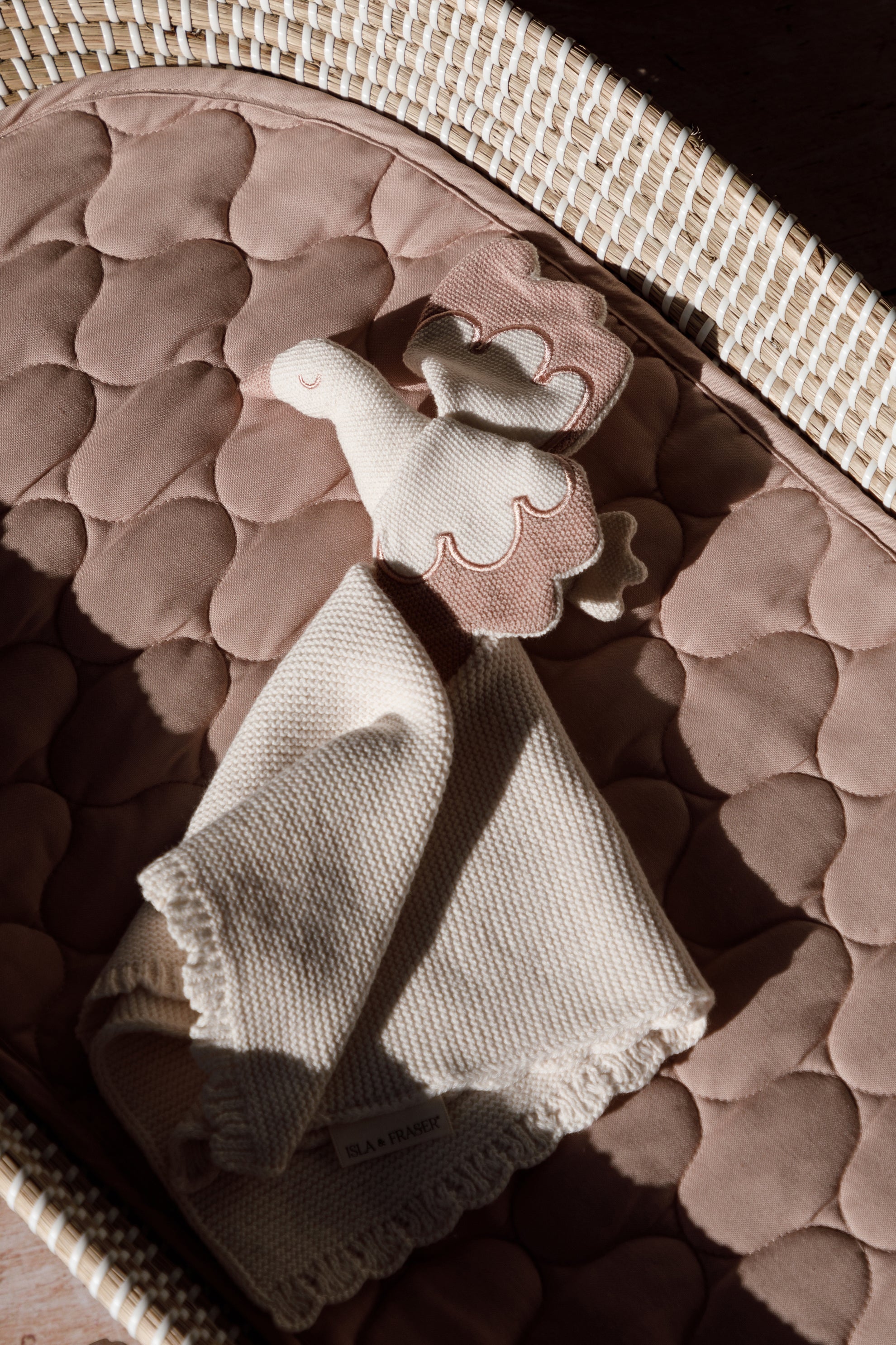 Organic Cotton Baby Stork Comforter - Oat/Rose - Image 7