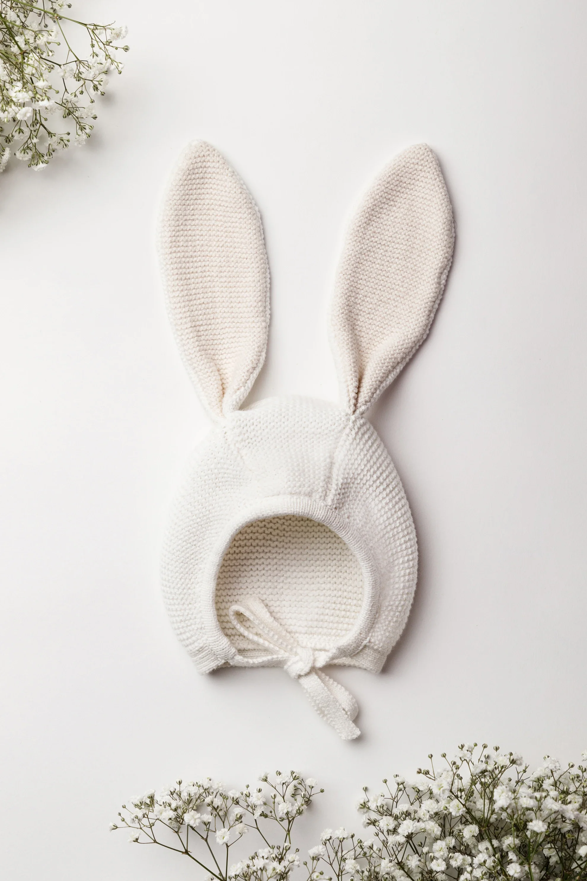Organic Cotton Bunny Baby Bonnet - Milk/Oat - Image 2