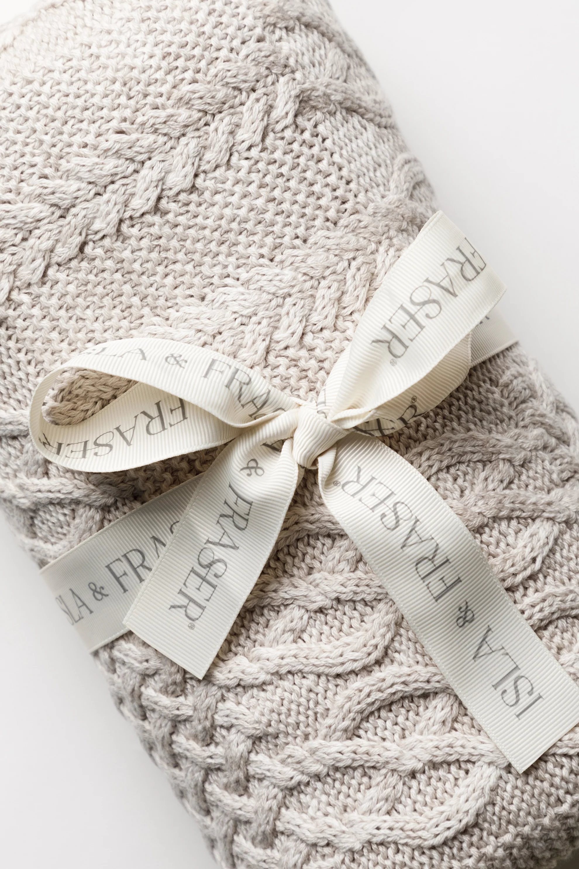 Organic Cotton Cable Knit Baby Blanket - Pebble - Image 5