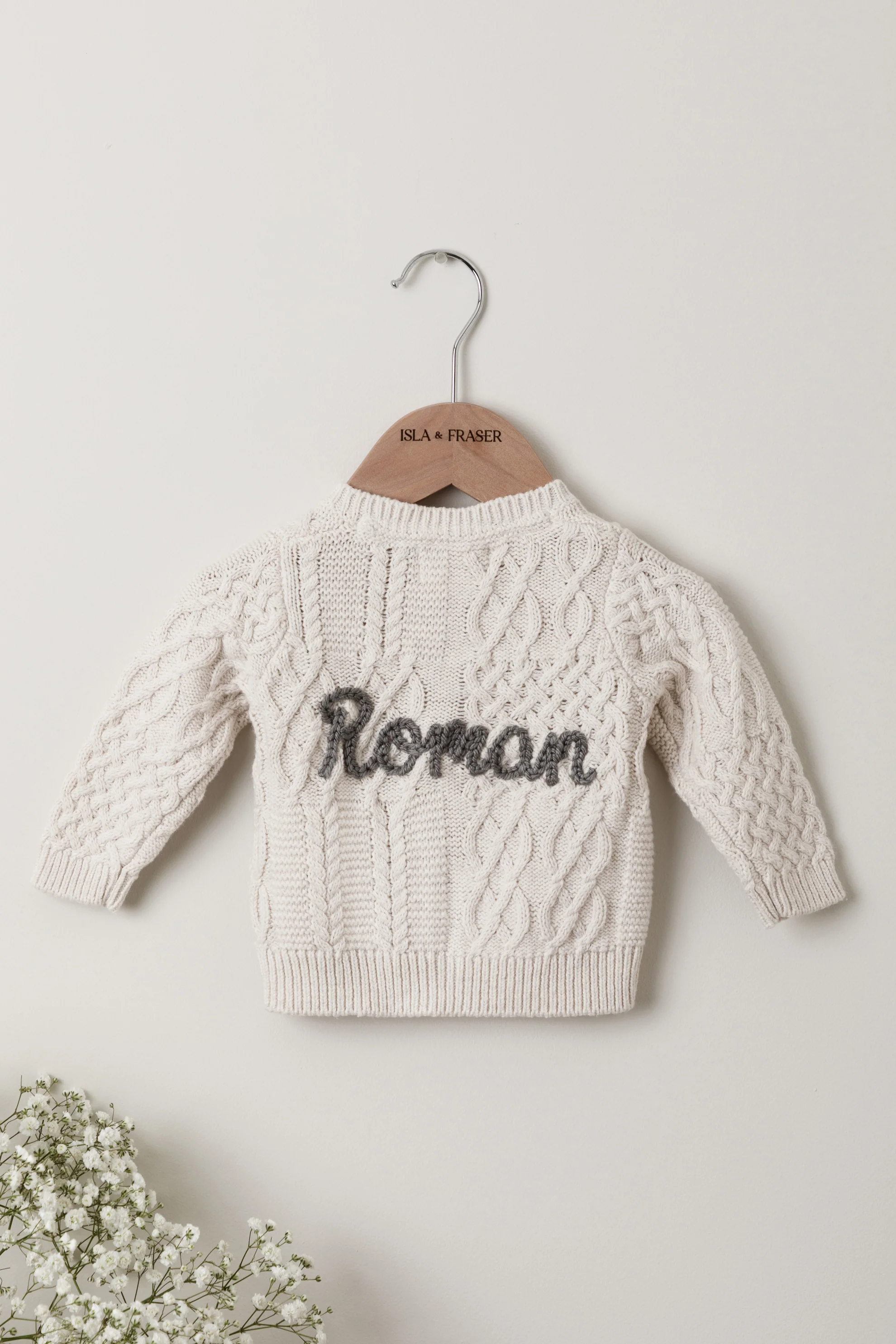 Organic Cotton Cable Knit Baby Cardigan - Personalised - Image 13