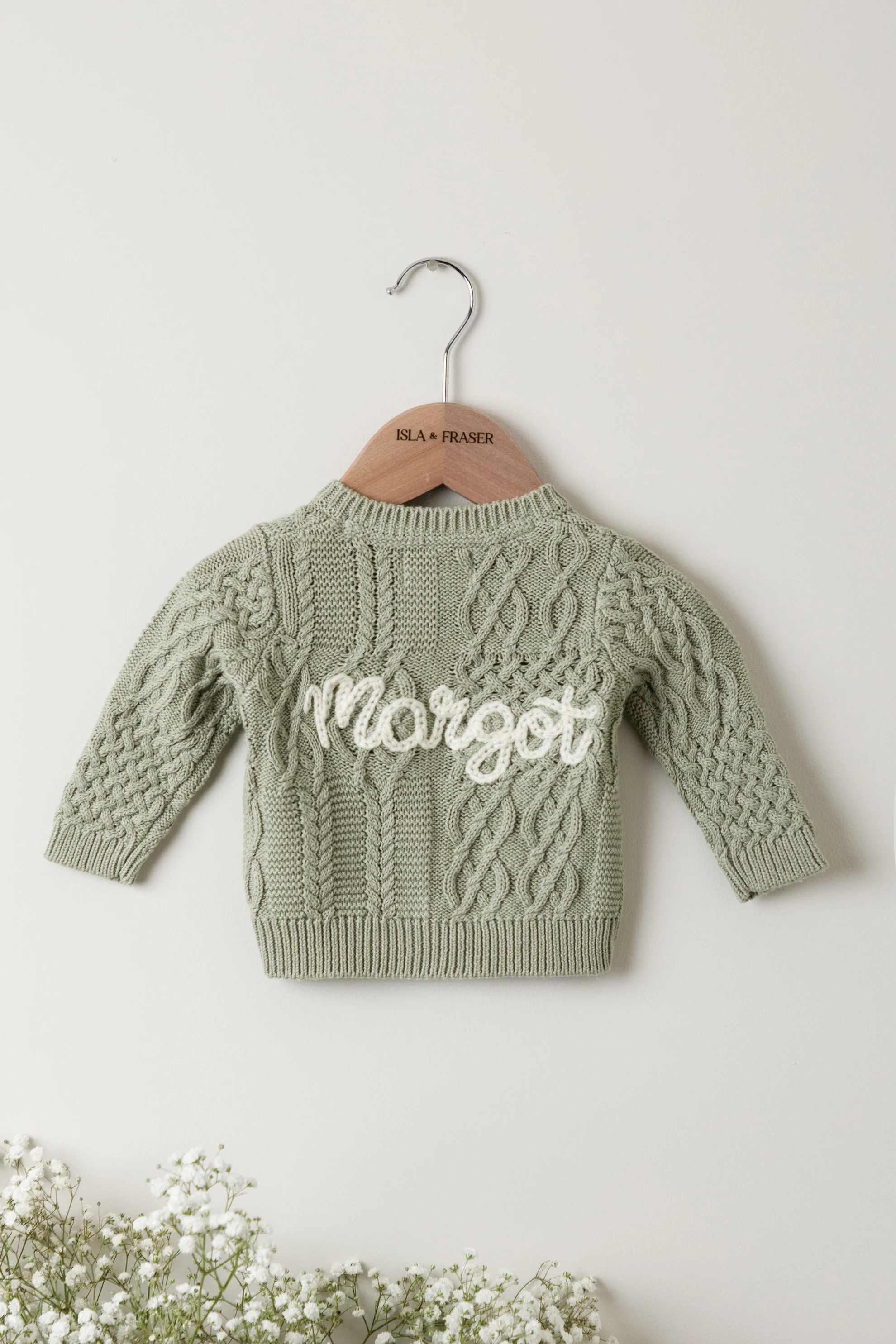 Organic Cotton Cable Knit Baby Cardigan - Personalised - Image 15