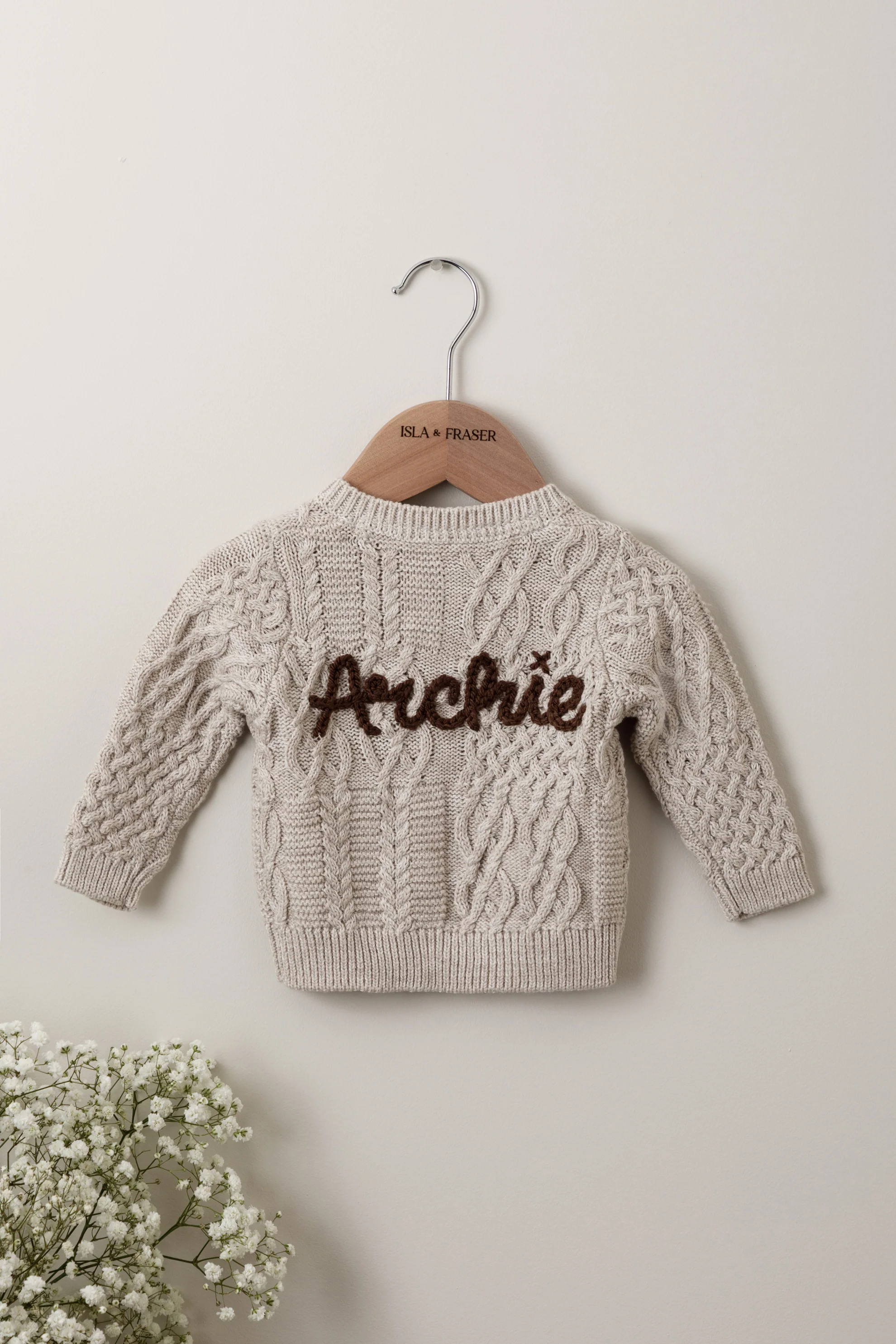 Organic Cotton Cable Knit Baby Cardigan - Personalised - Image 17