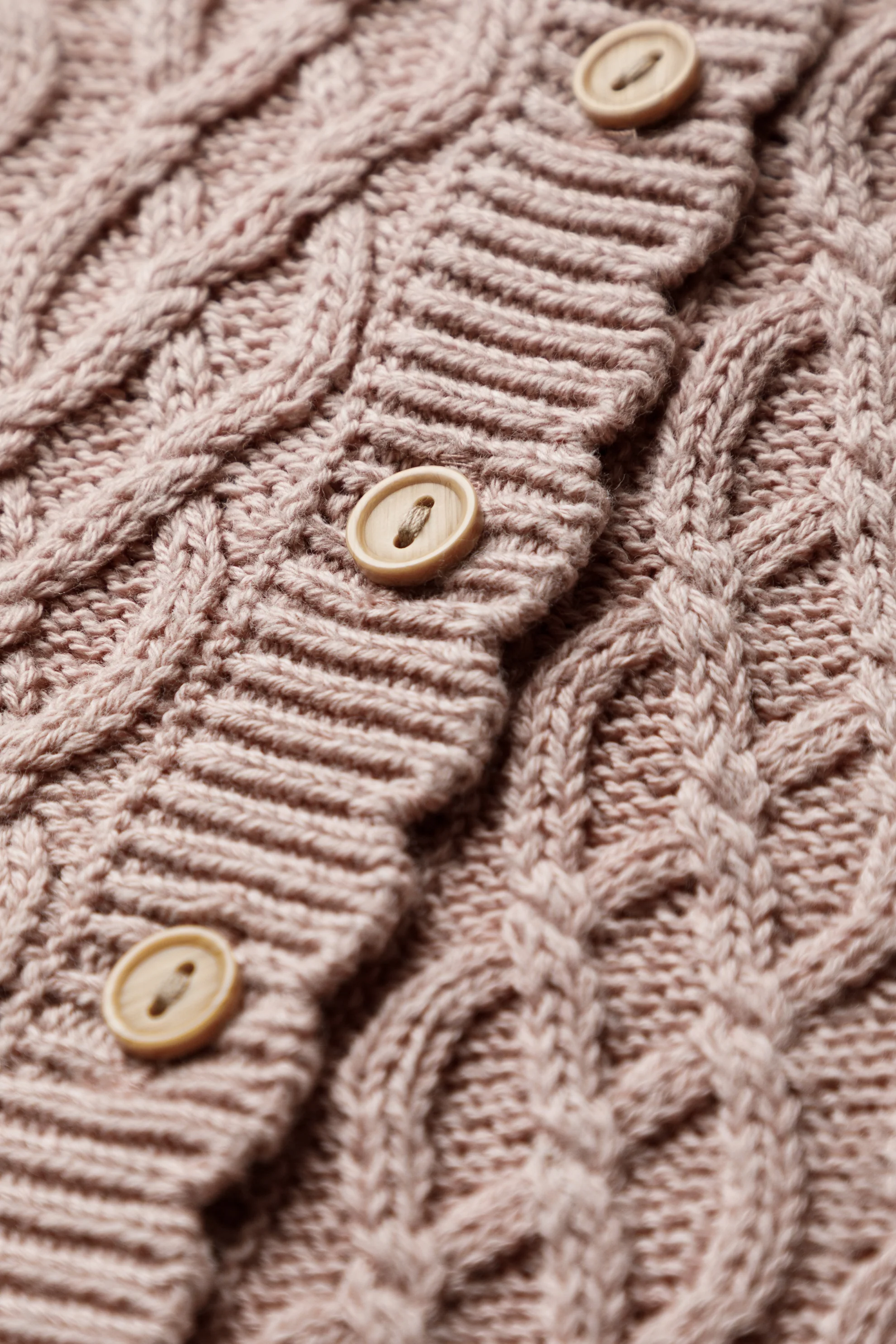 Organic Cotton Cable Knit Baby Romper - Rose - Image 3