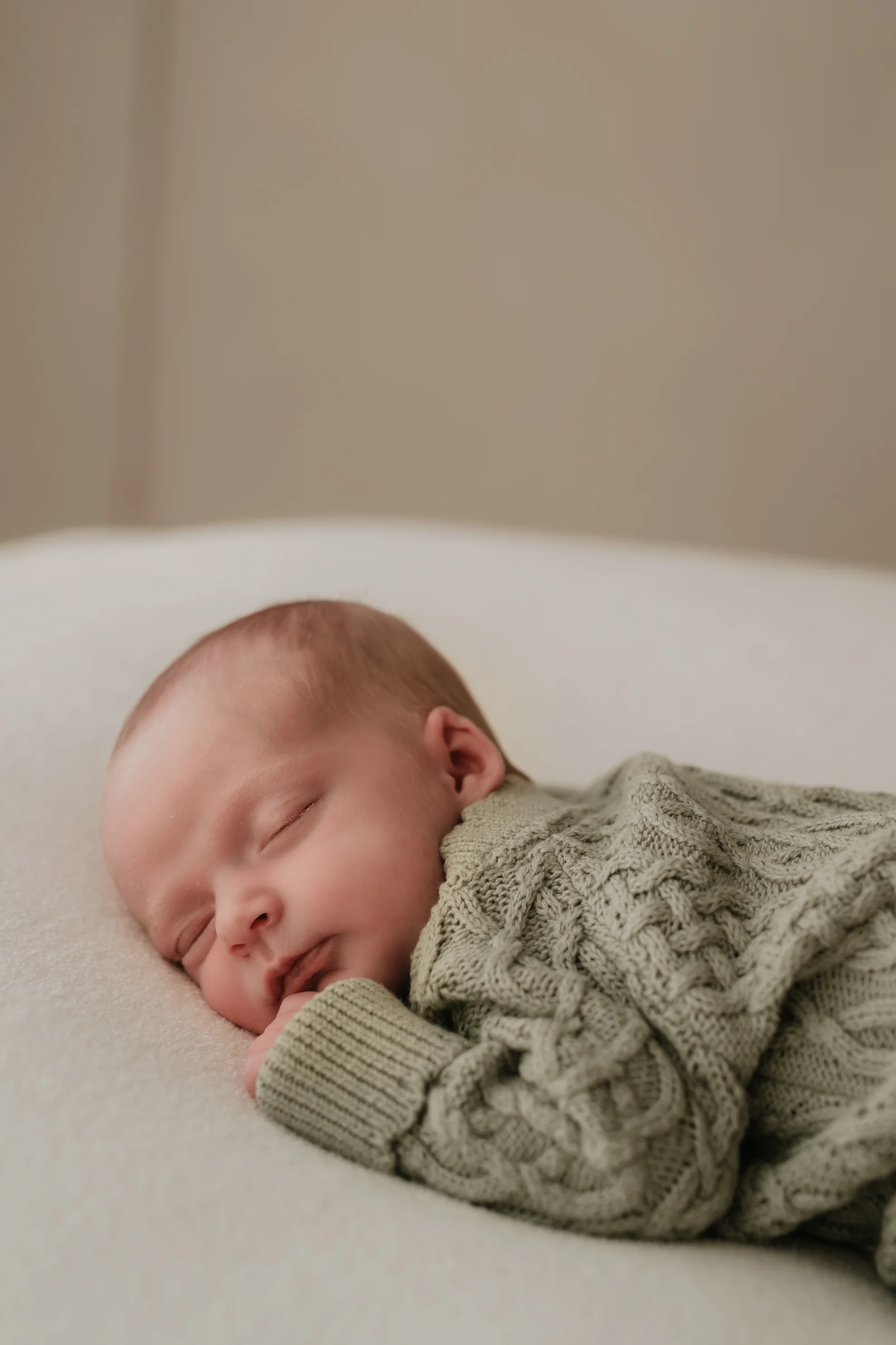 Organic Cotton Cable Knit Baby Romper - Sage - Image 4