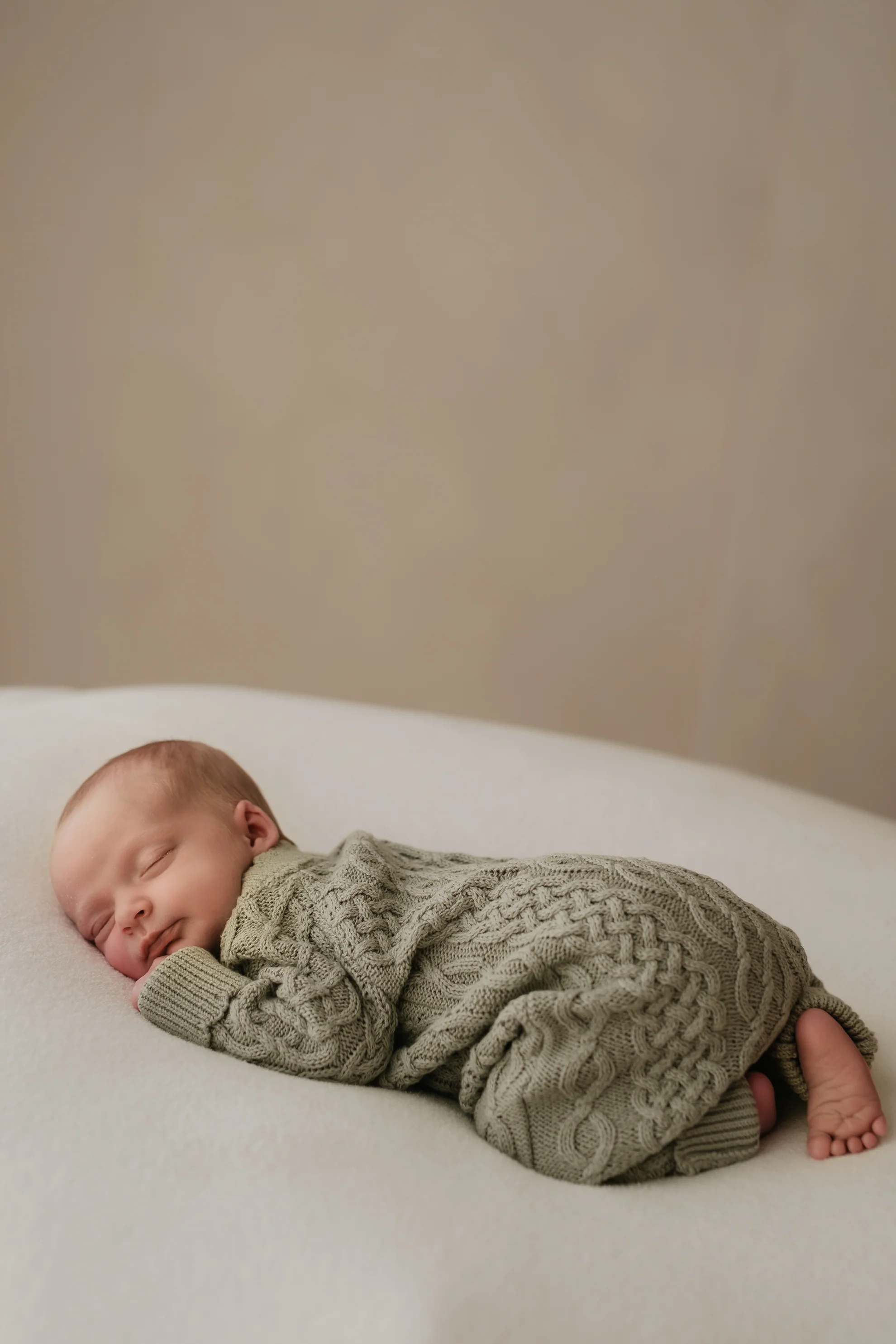 Organic Cotton Cable Knit Baby Romper - Sage - Image 5