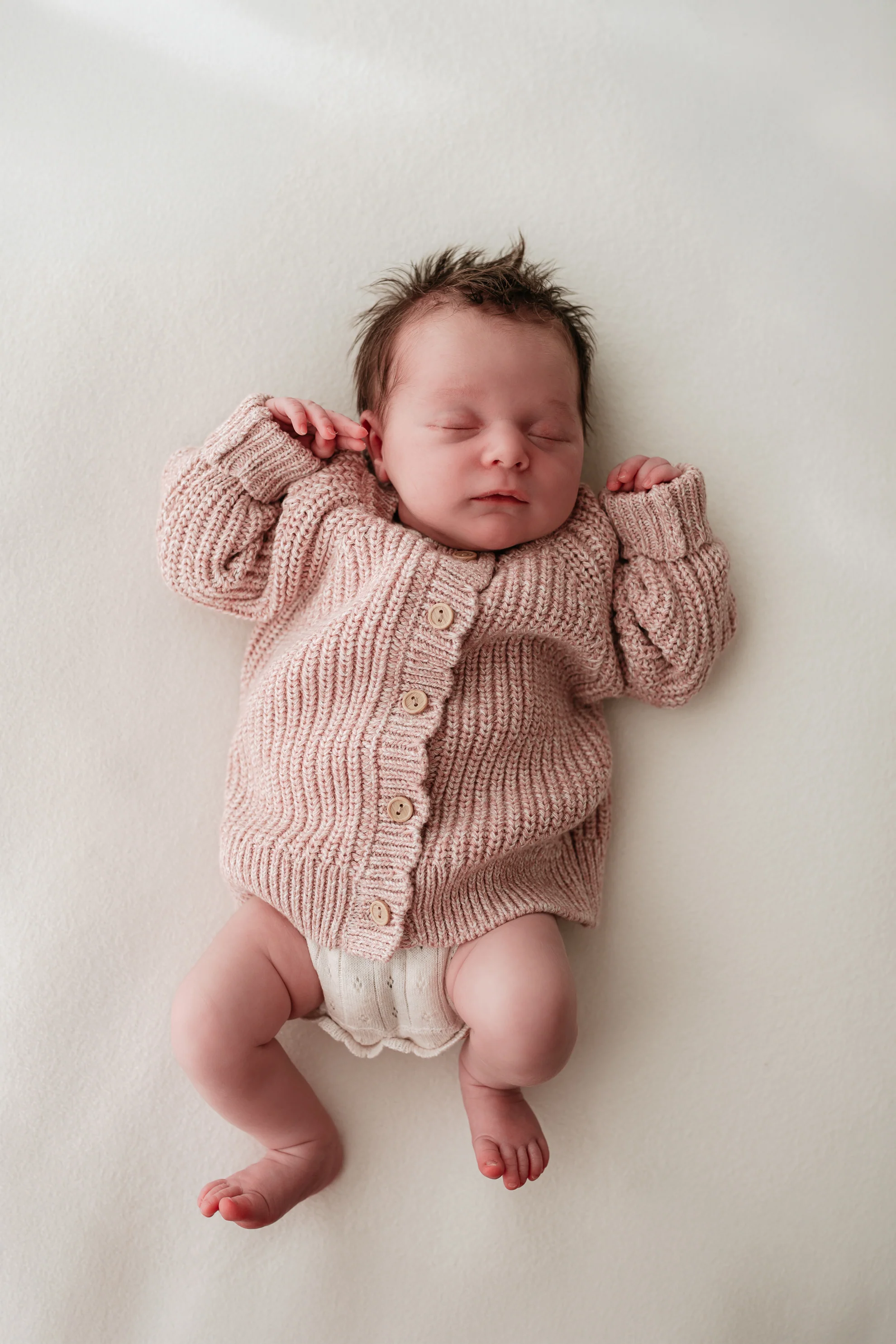 Organic Cotton Chunky Twist Knit Baby Cardigan - Rose - Image 3