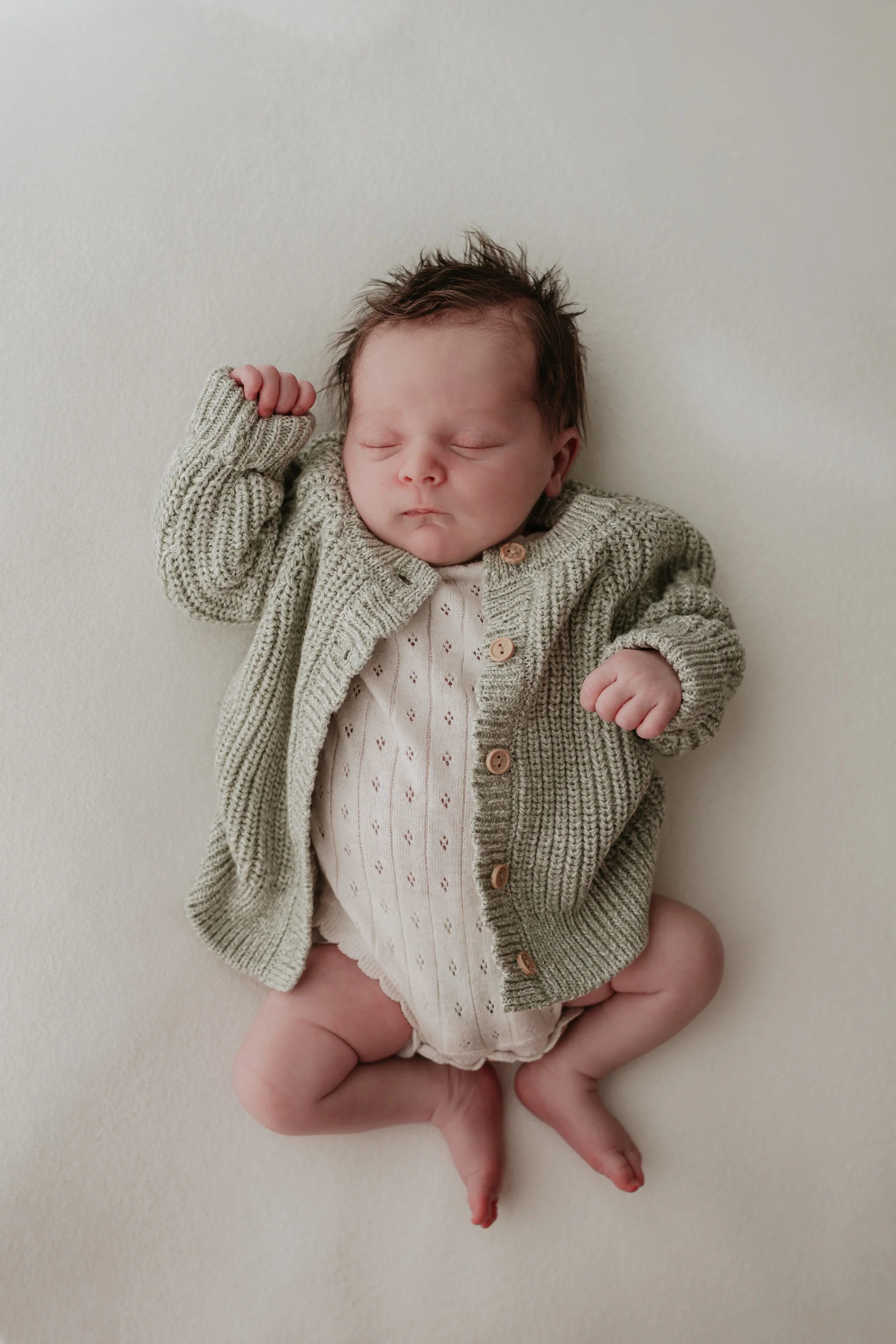 Organic Cotton Chunky Twist Knit Baby Cardigan - Sage - Image 3