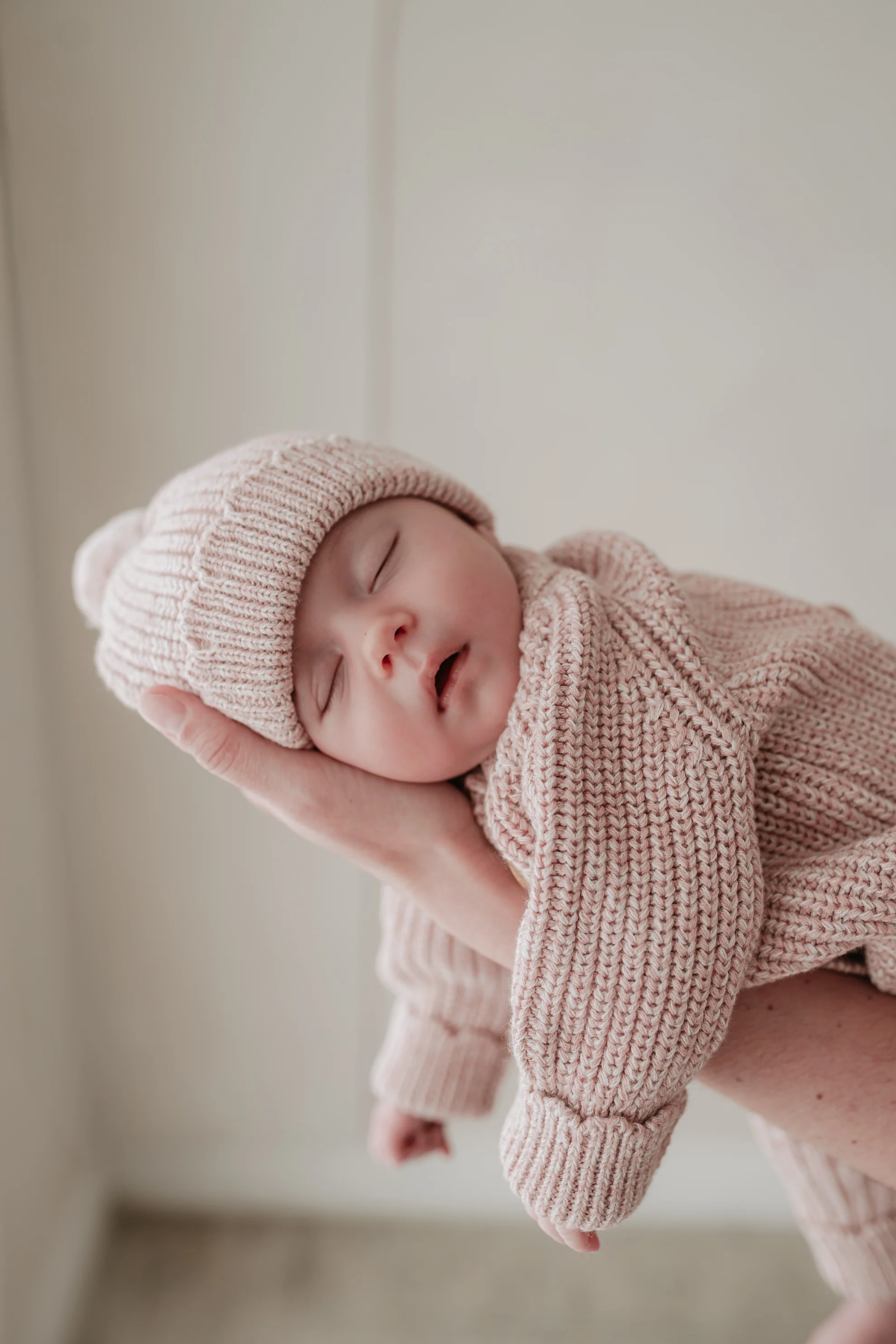 Organic Cotton Chunky Twist Knit Baby Hat - Rose - Image 3