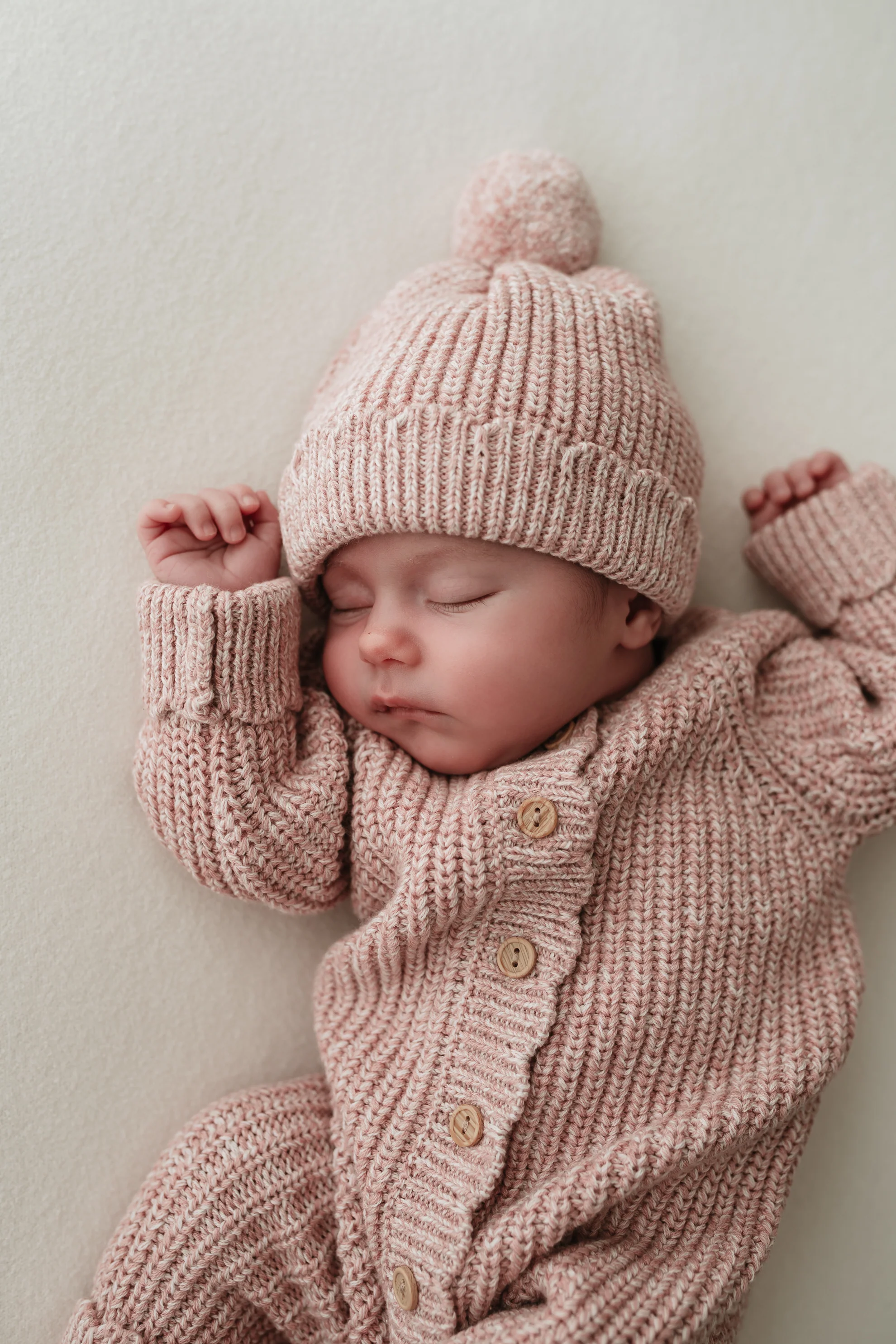 Organic Cotton Chunky Twist Knit Baby Hat - Rose - Image 5