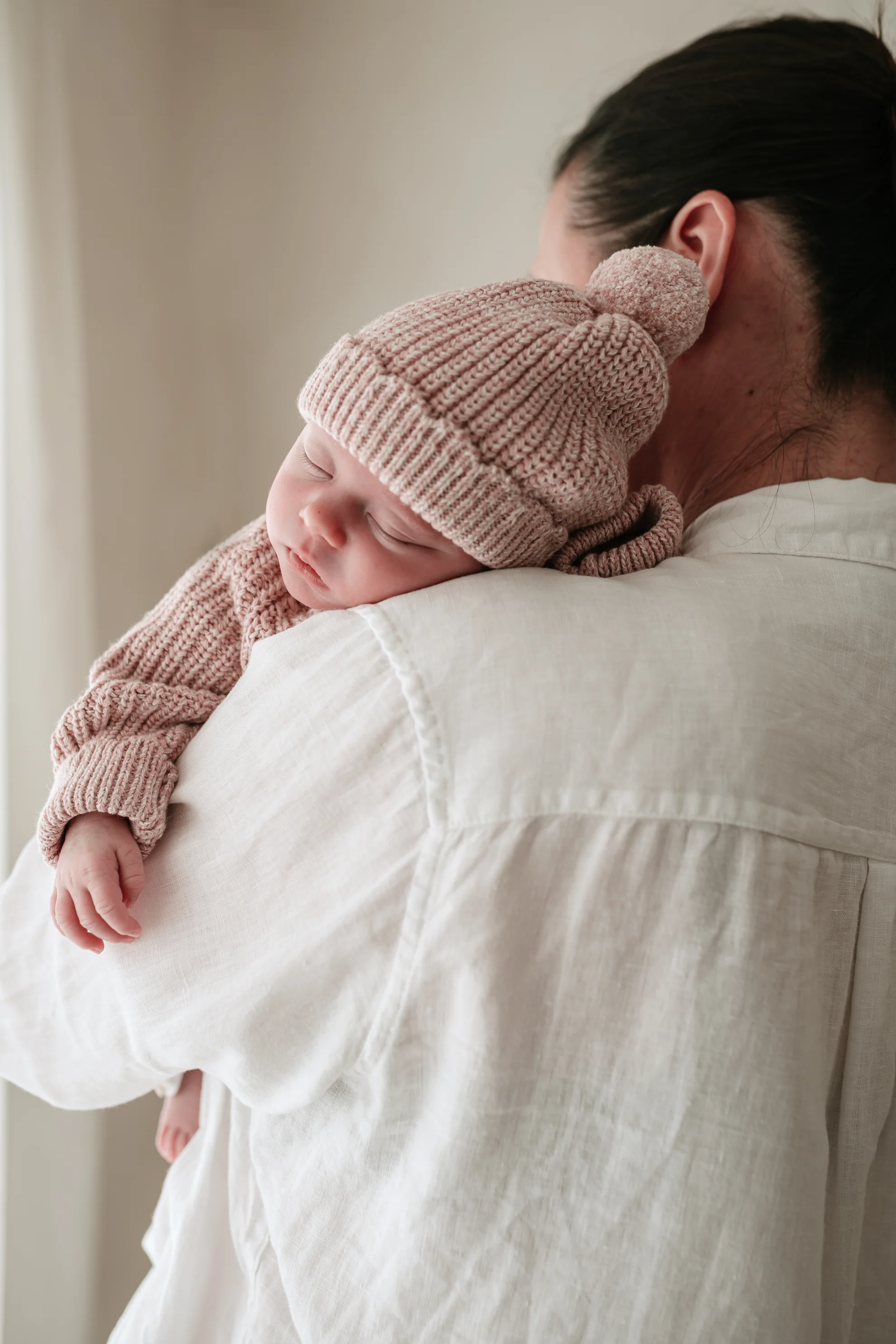 Organic Cotton Chunky Twist Knit Baby Hat - Rose - Image 6