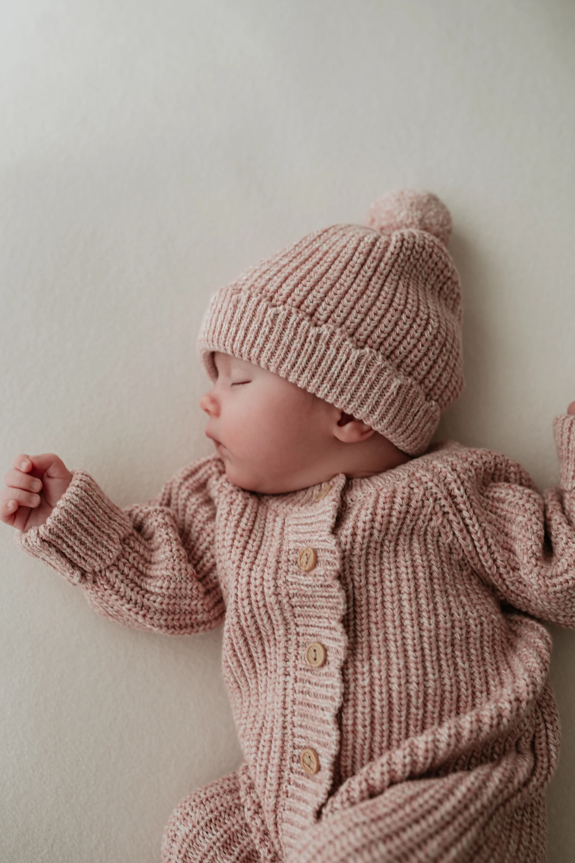 Organic Cotton Chunky Twist Knit Baby Hat - Rose - Image 7