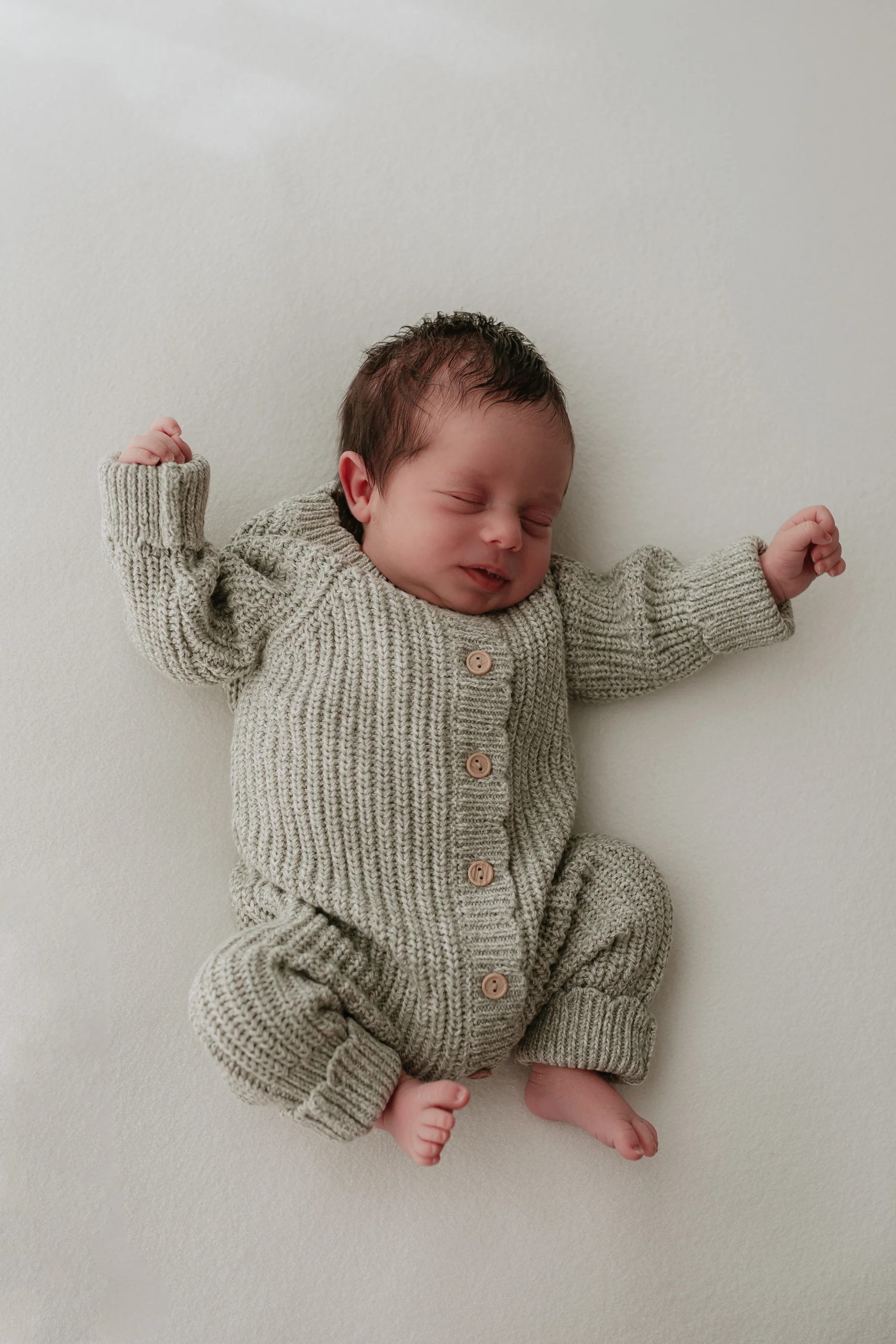 Organic Cotton Chunky Twist Knit Baby Romper - Sage - Image 4