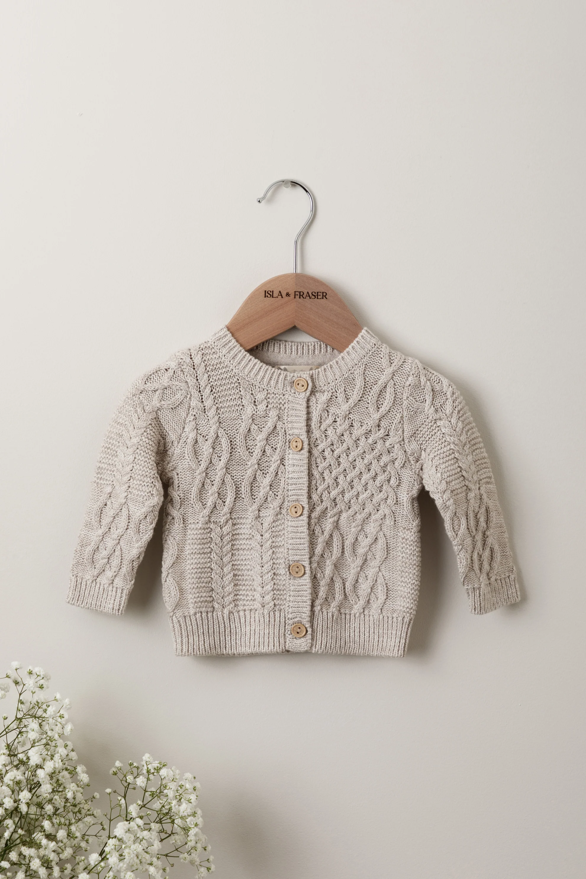 Organic Cotton Cable Knit Baby Cardigan - Personalised - Image 16