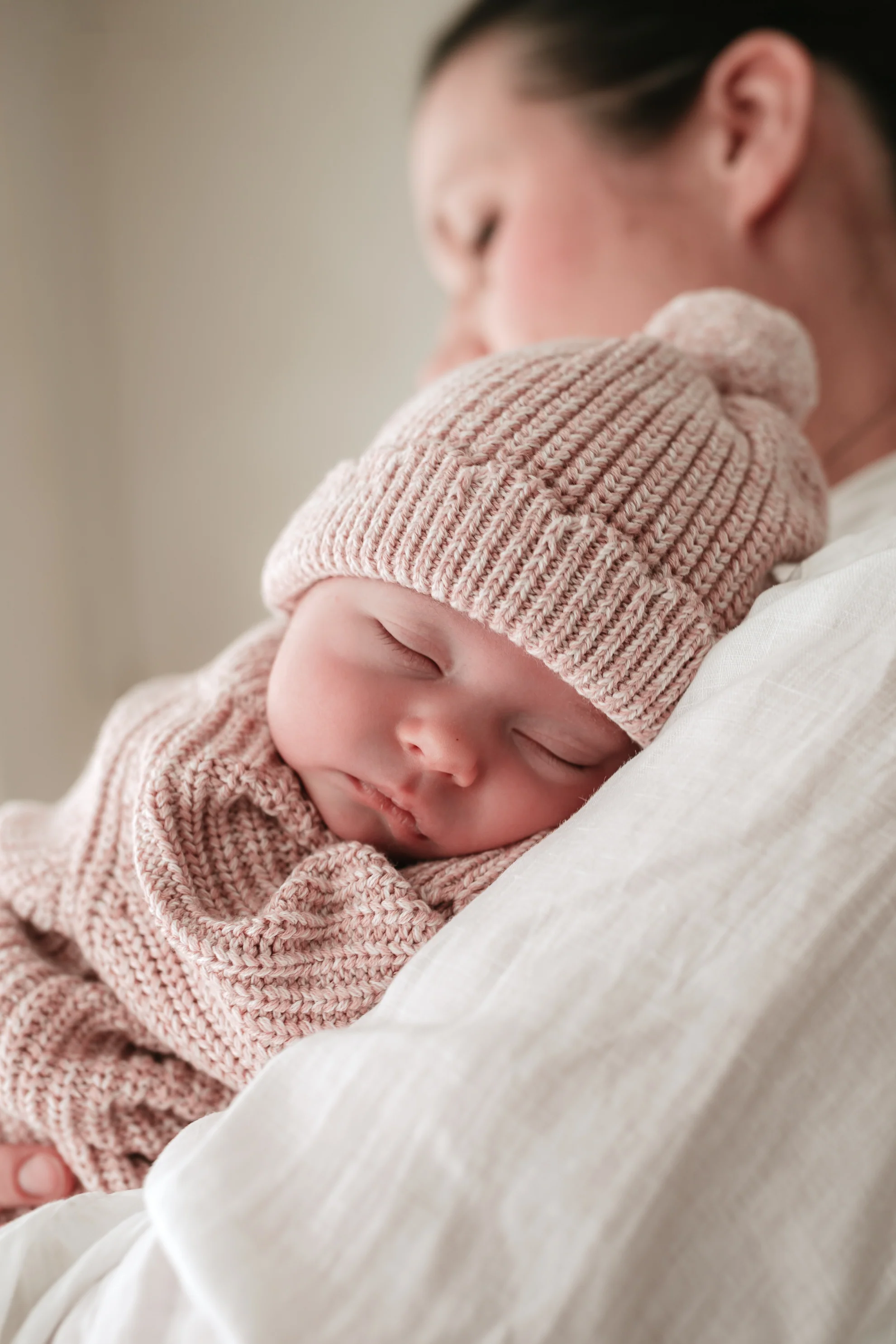 Organic Cotton Chunky Twist Knit Baby Hat - Rose