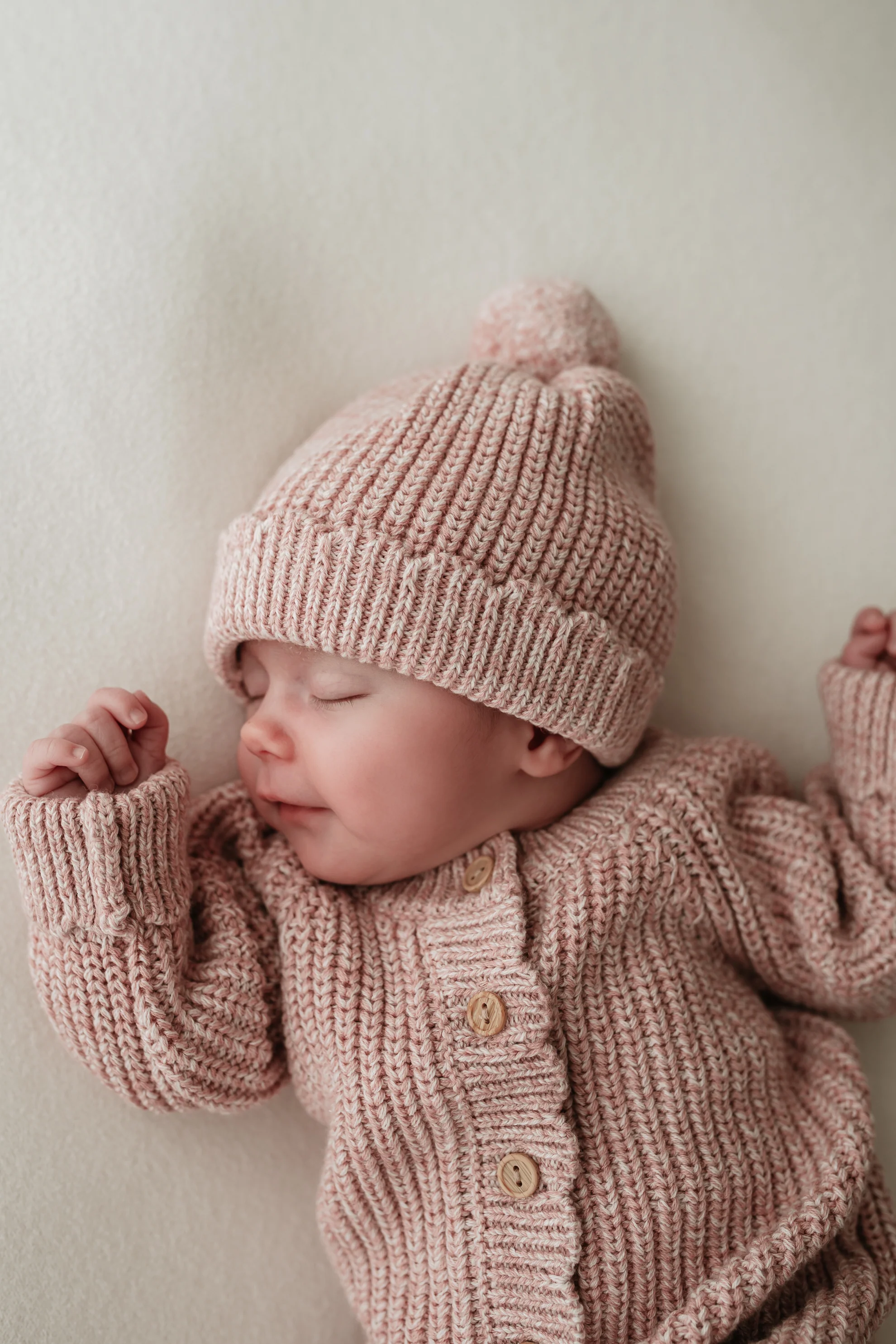 Organic Cotton Chunky Twist Knit Baby Hat - Rose - Image 4