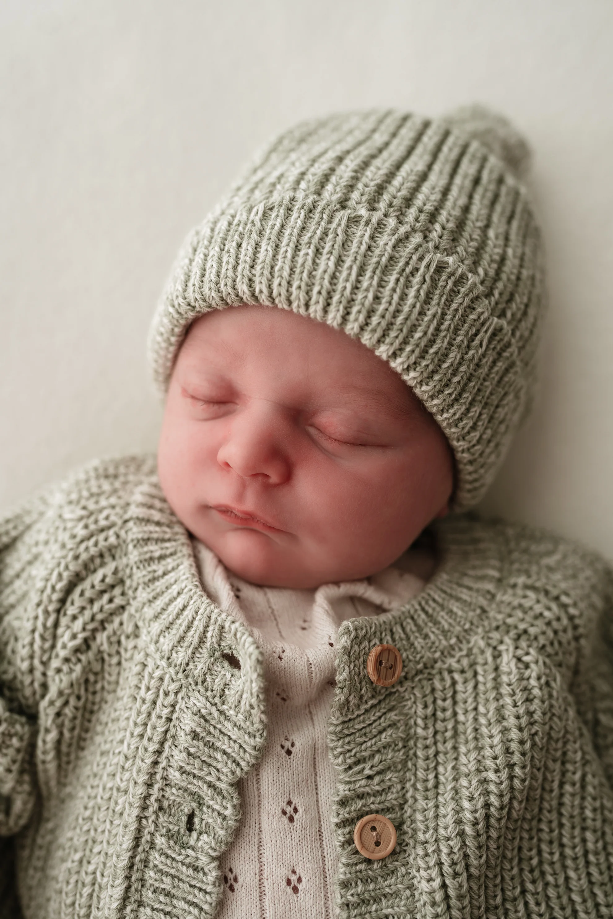 Organic Cotton Chunky Twist Knit Baby Hat - Sage - Image 3