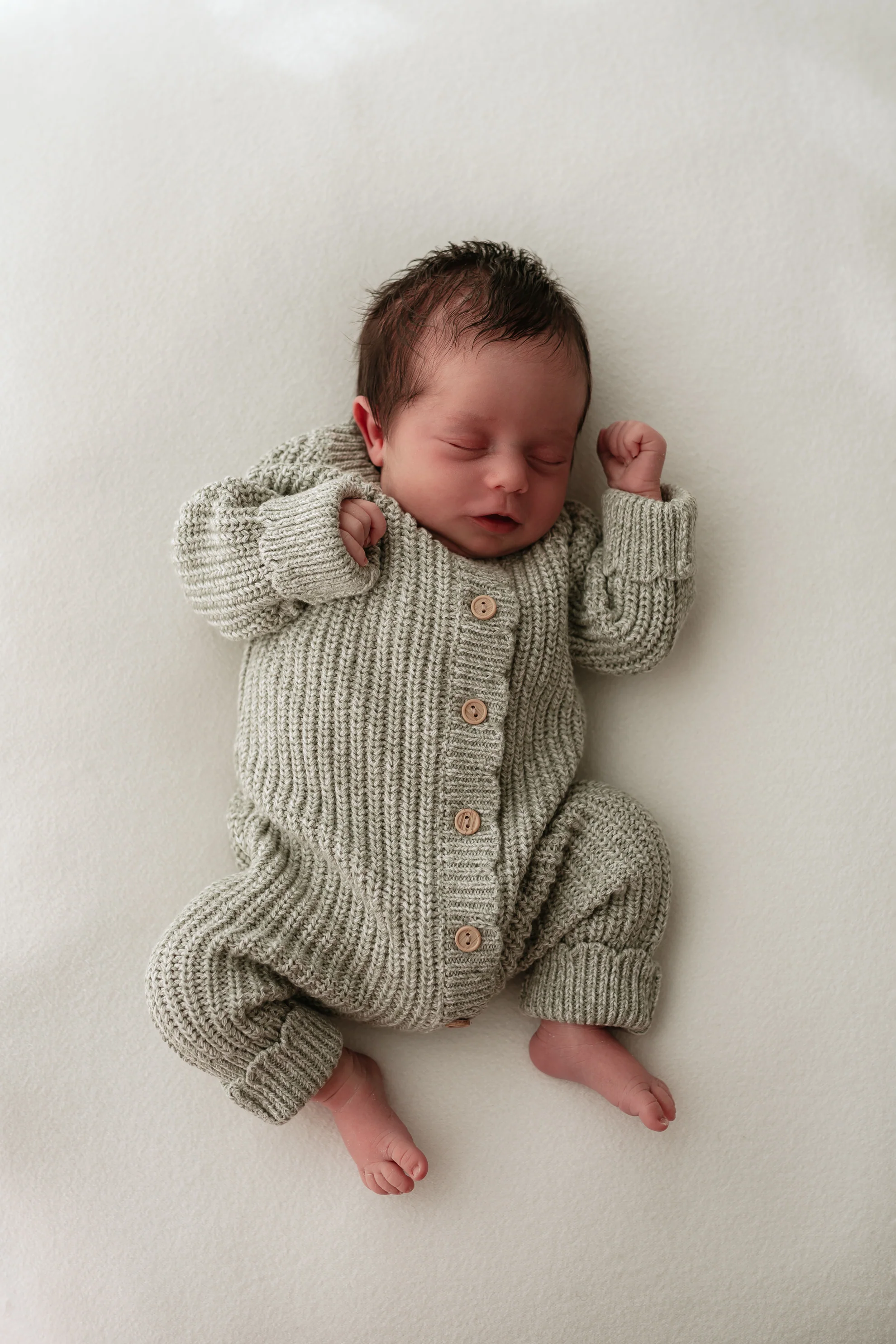 Organic Cotton Chunky Twist Knit Baby Romper - Sage