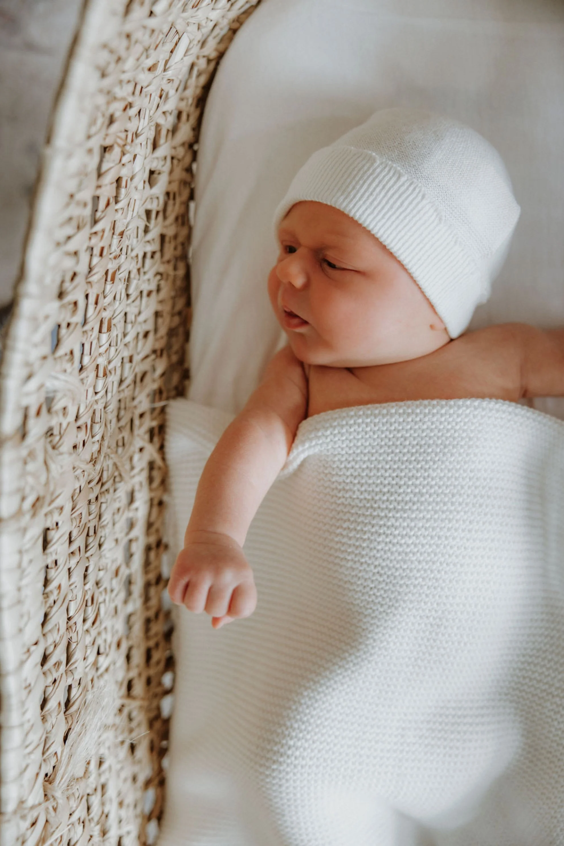 Organic Cotton Fine Knit New Baby Hat - Milk - Image 5
