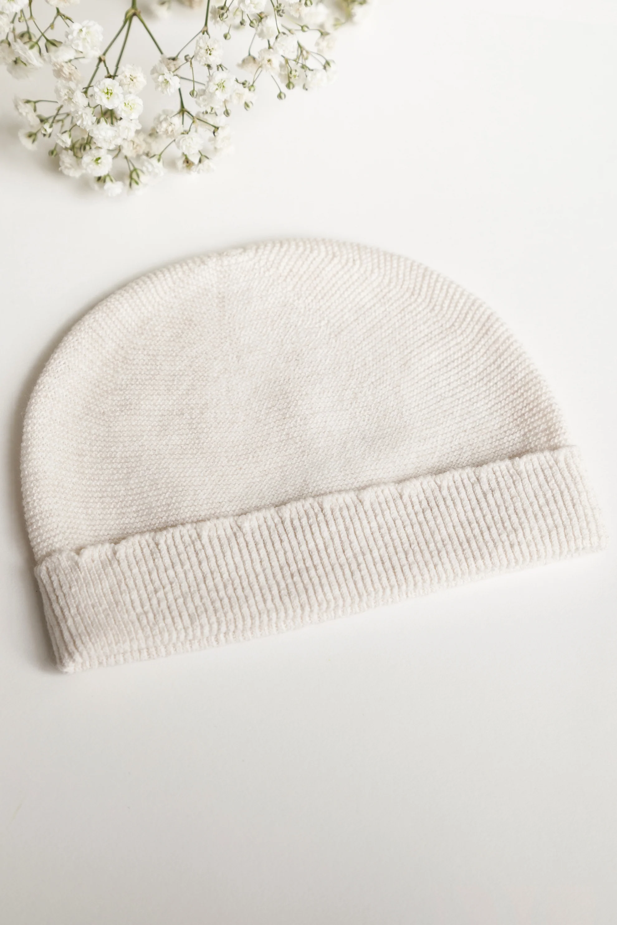 Organic Cotton Fine Knit New Baby Hat - Oat - Image 4