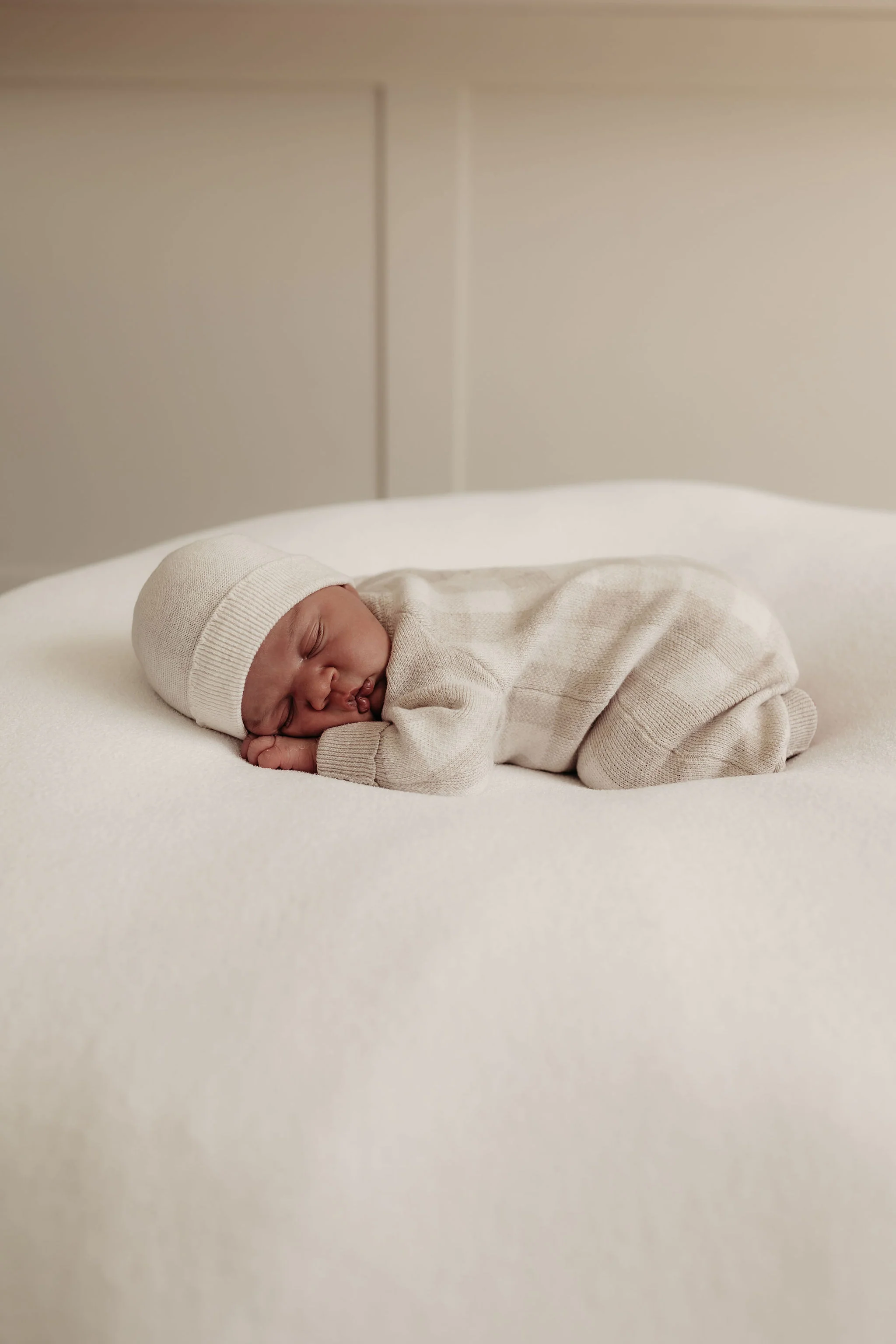 Organic Cotton Fine Knit New Baby Hat - Oat - Image 6