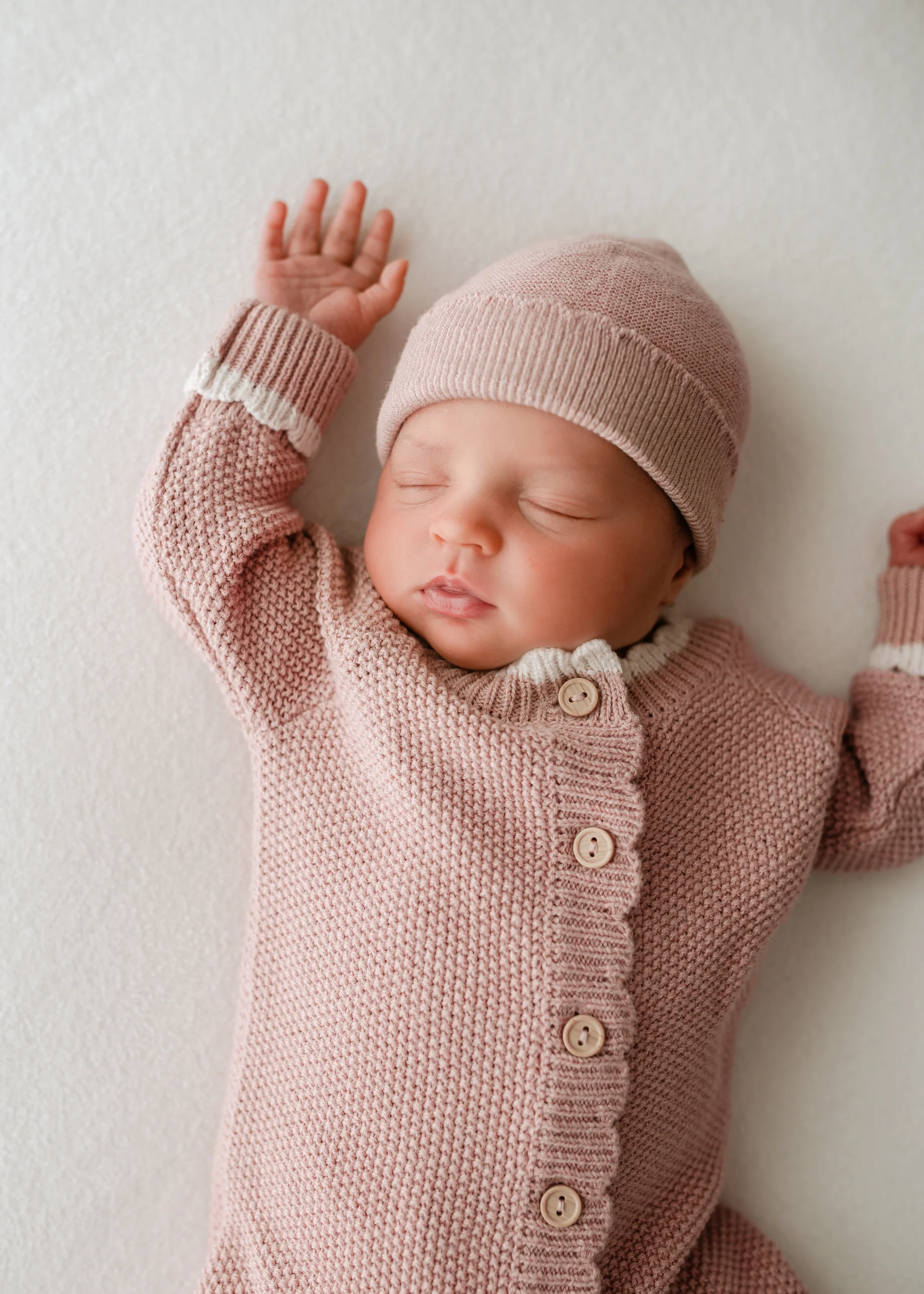 Organic Cotton Fine Knit New Baby Hat - Rose - Image 4