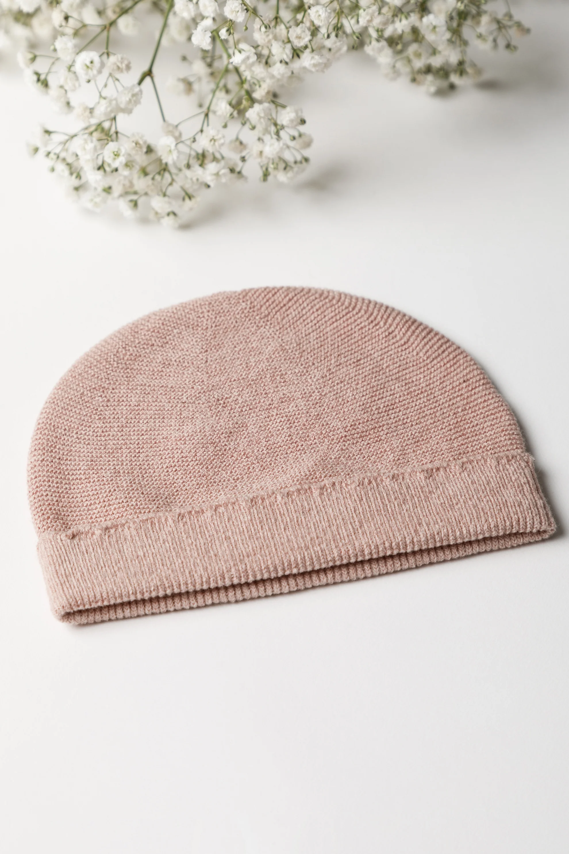 Organic Cotton Fine Knit New Baby Hat - Rose - Image 5