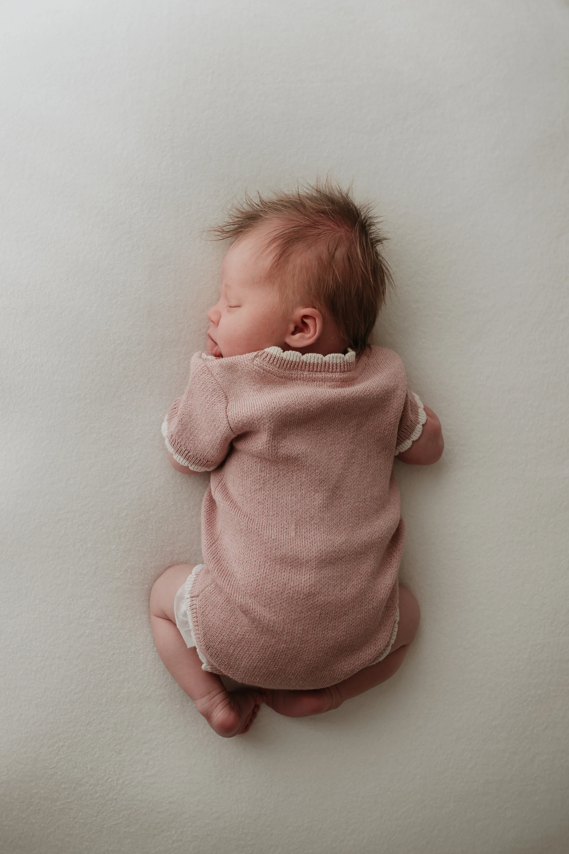 Organic Cotton Scallop Knit Tipped Baby Bodysuit - Rose