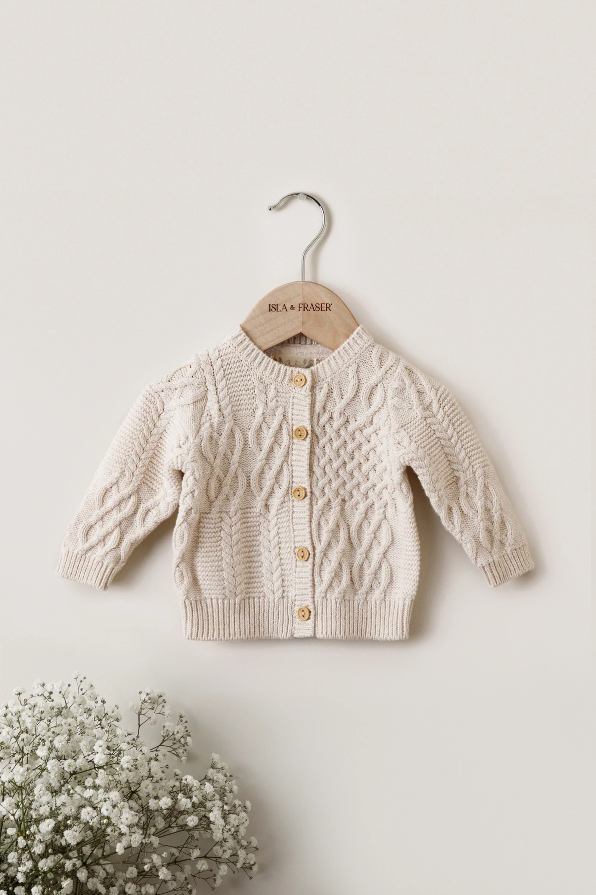 Organic Cotton Heirloom Cable Knit Baby Bundle - Oat - Image 3