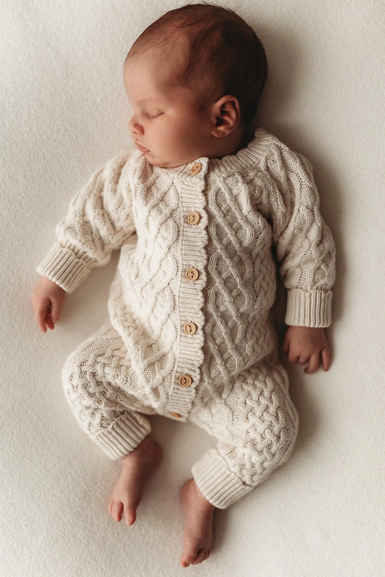 Organic Cotton Heirloom Cable Knit Baby Bundle - Oat - Image 5