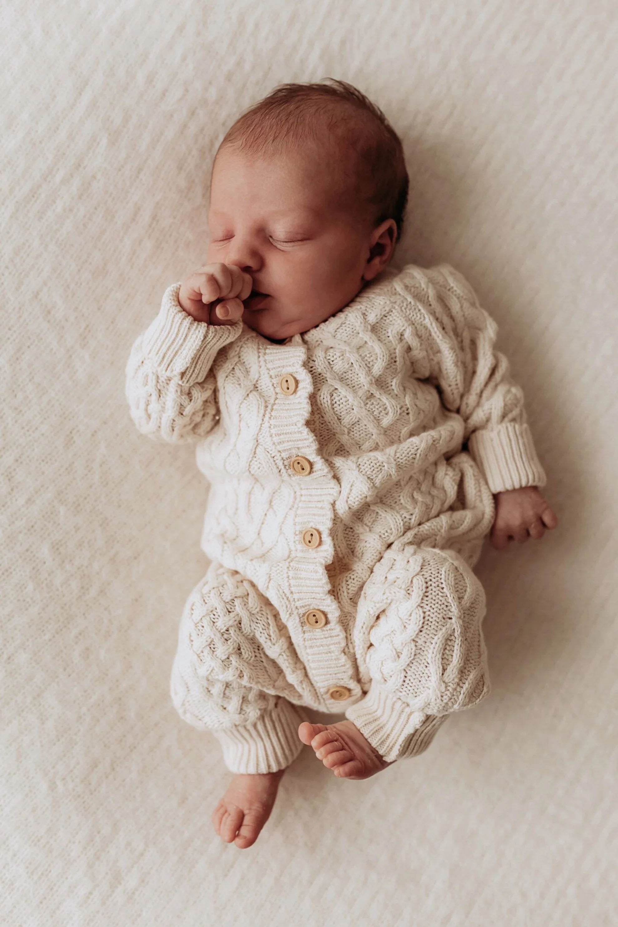 Organic Cotton Heirloom Cable Knit Baby Bundle - Oat - Image 6