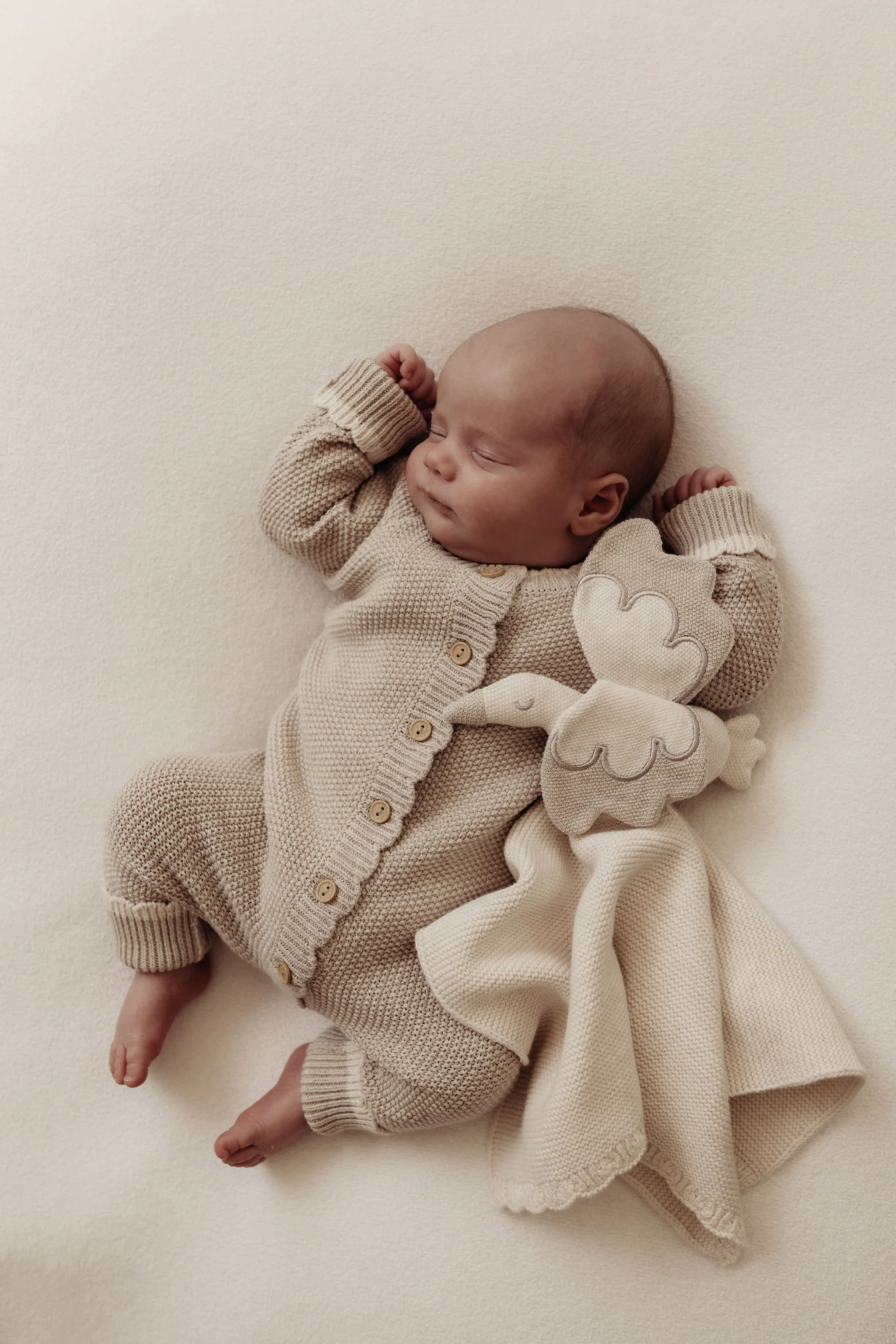 Organic Cotton Baby Stork Comforter - Oat/Pebble - Image 3