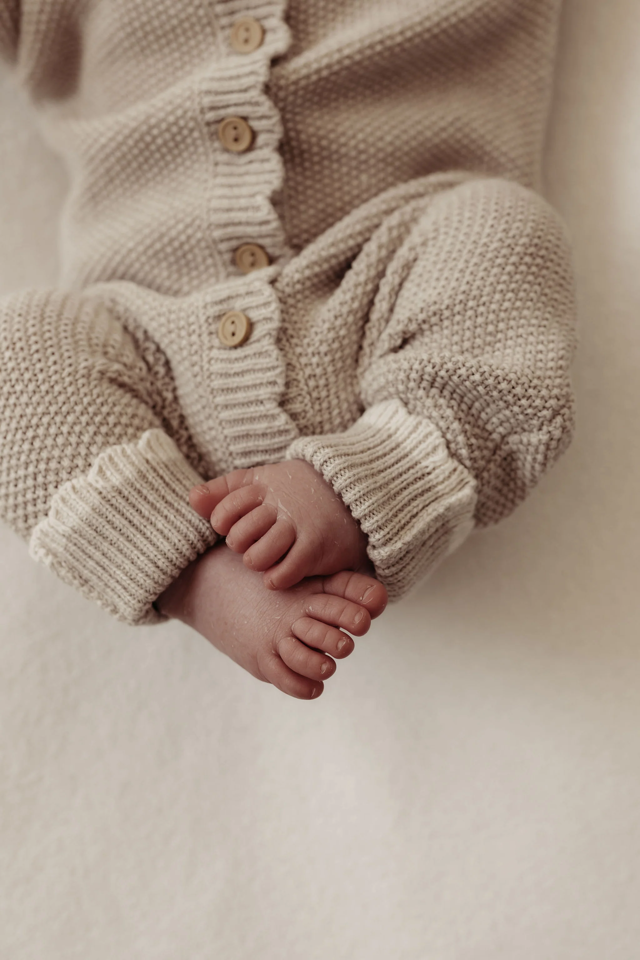 Organic Cotton Moss Stitch Tipped Baby Romper - Pebble - Image 3